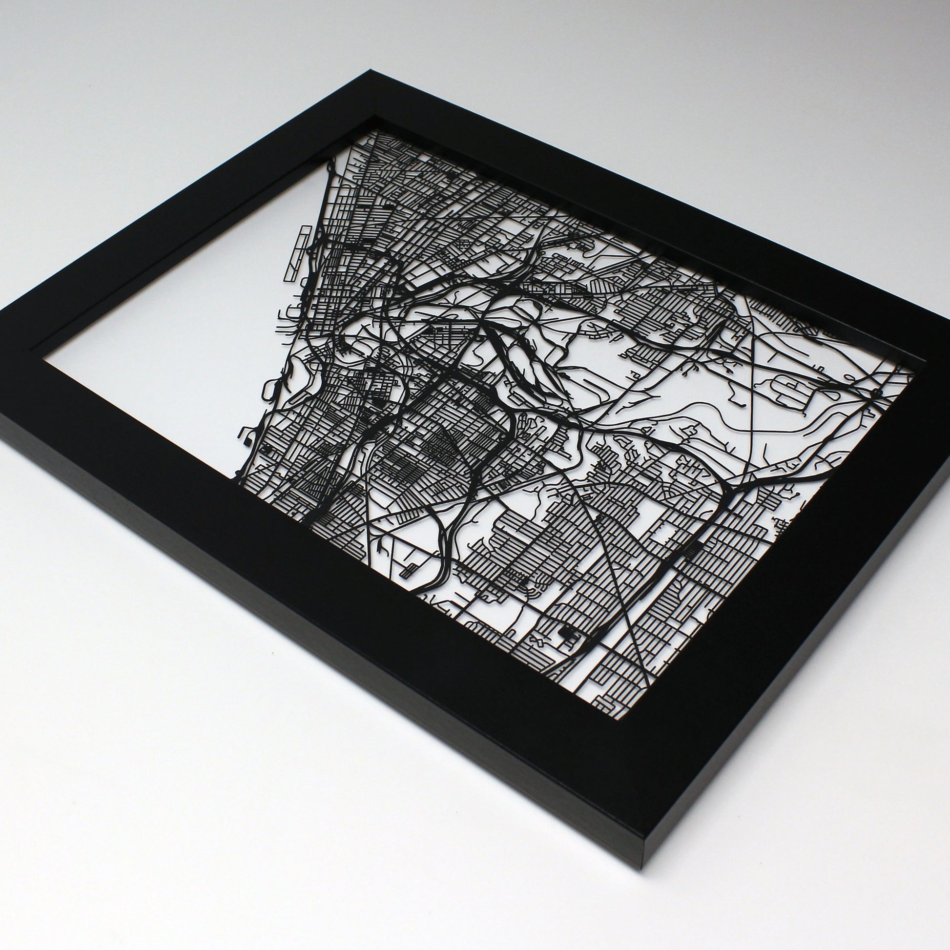 Cleveland OH laser cut wall map - CarbonLight