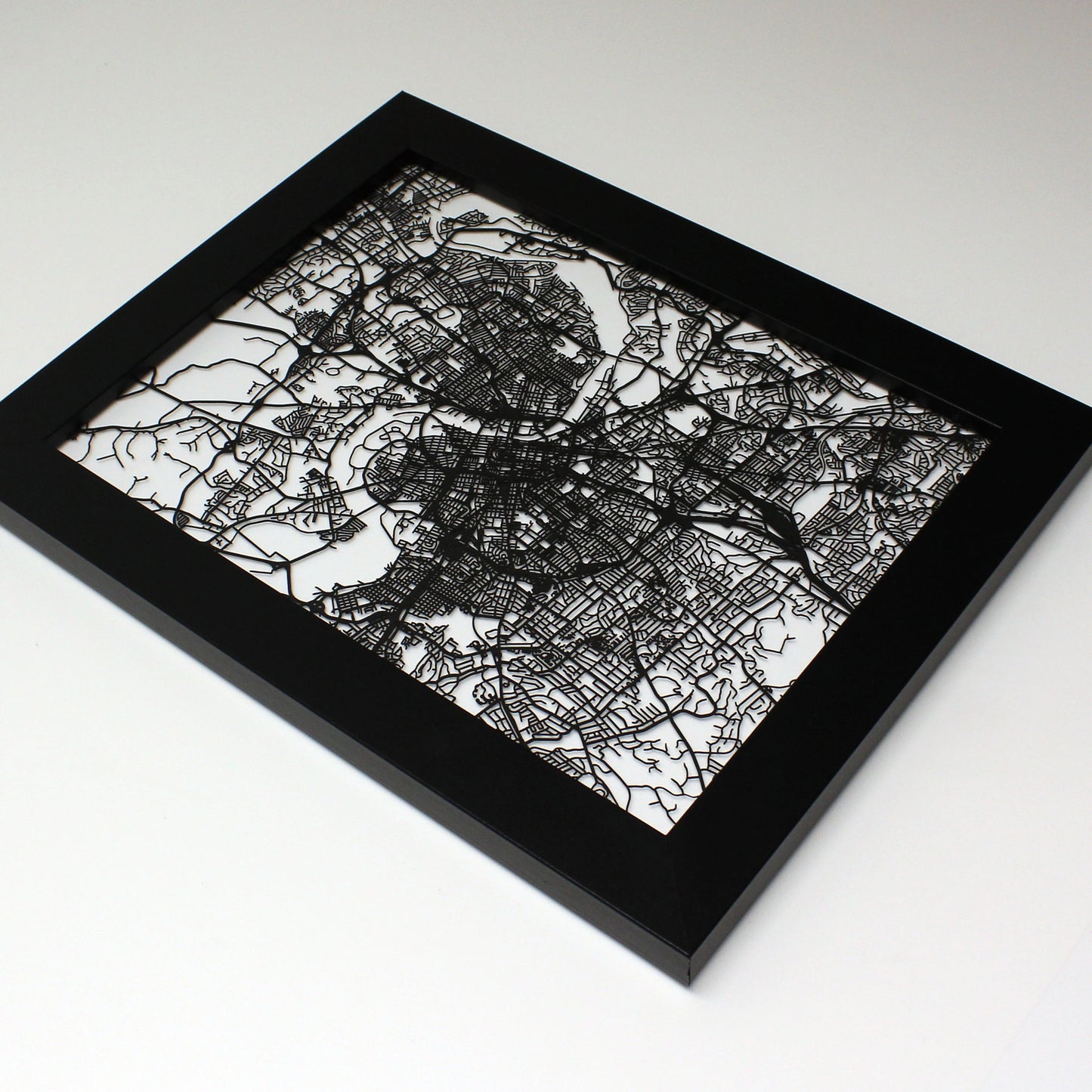 Nashville TN laser cut wall map - CarbonLight