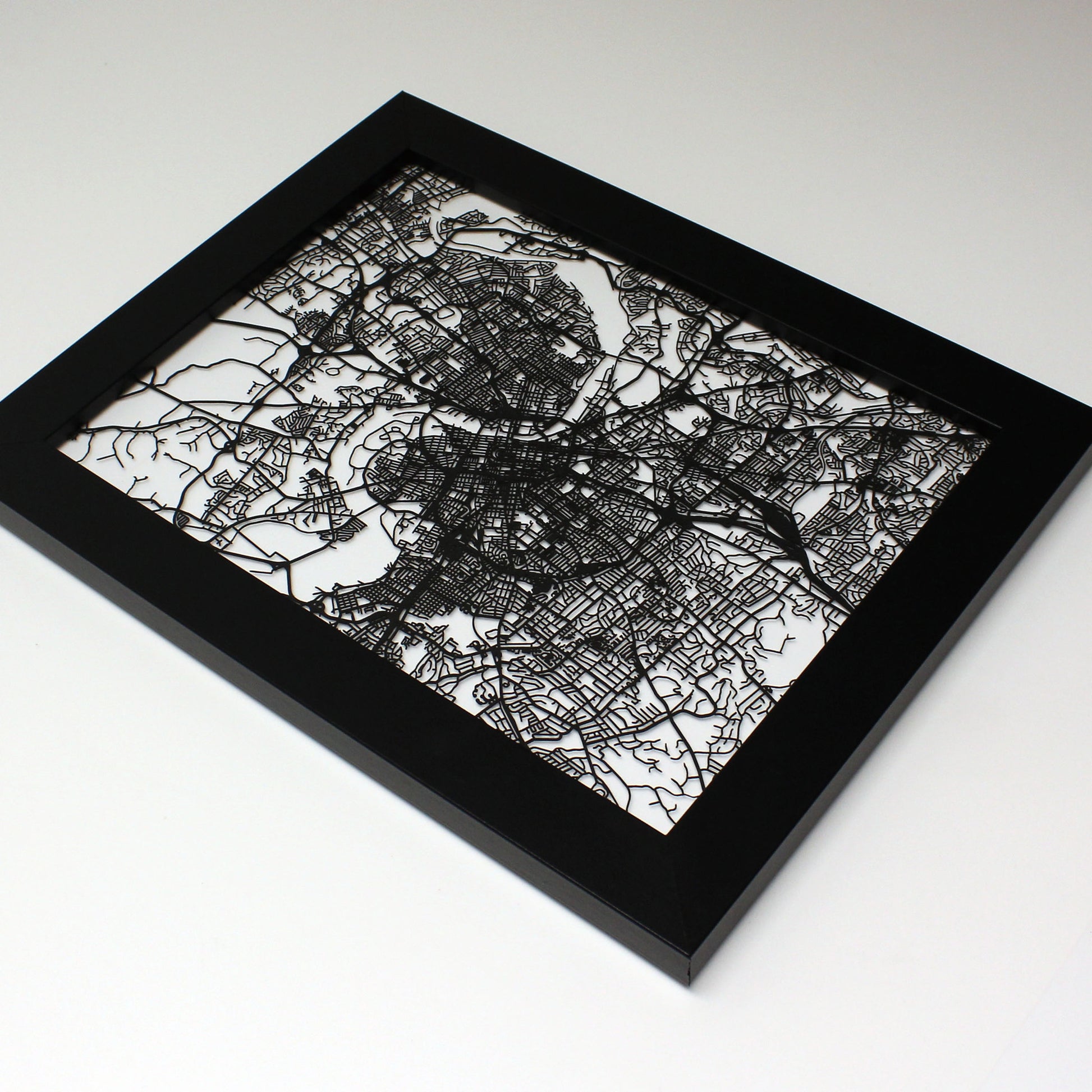 Nashville TN laser cut wall map - CarbonLight