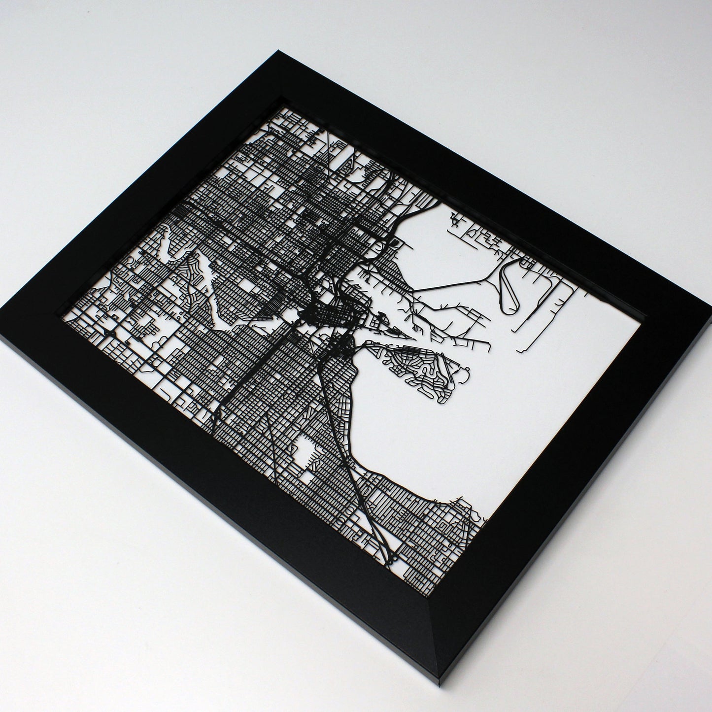 Tampa FL laser cut wall map - CarbonLight