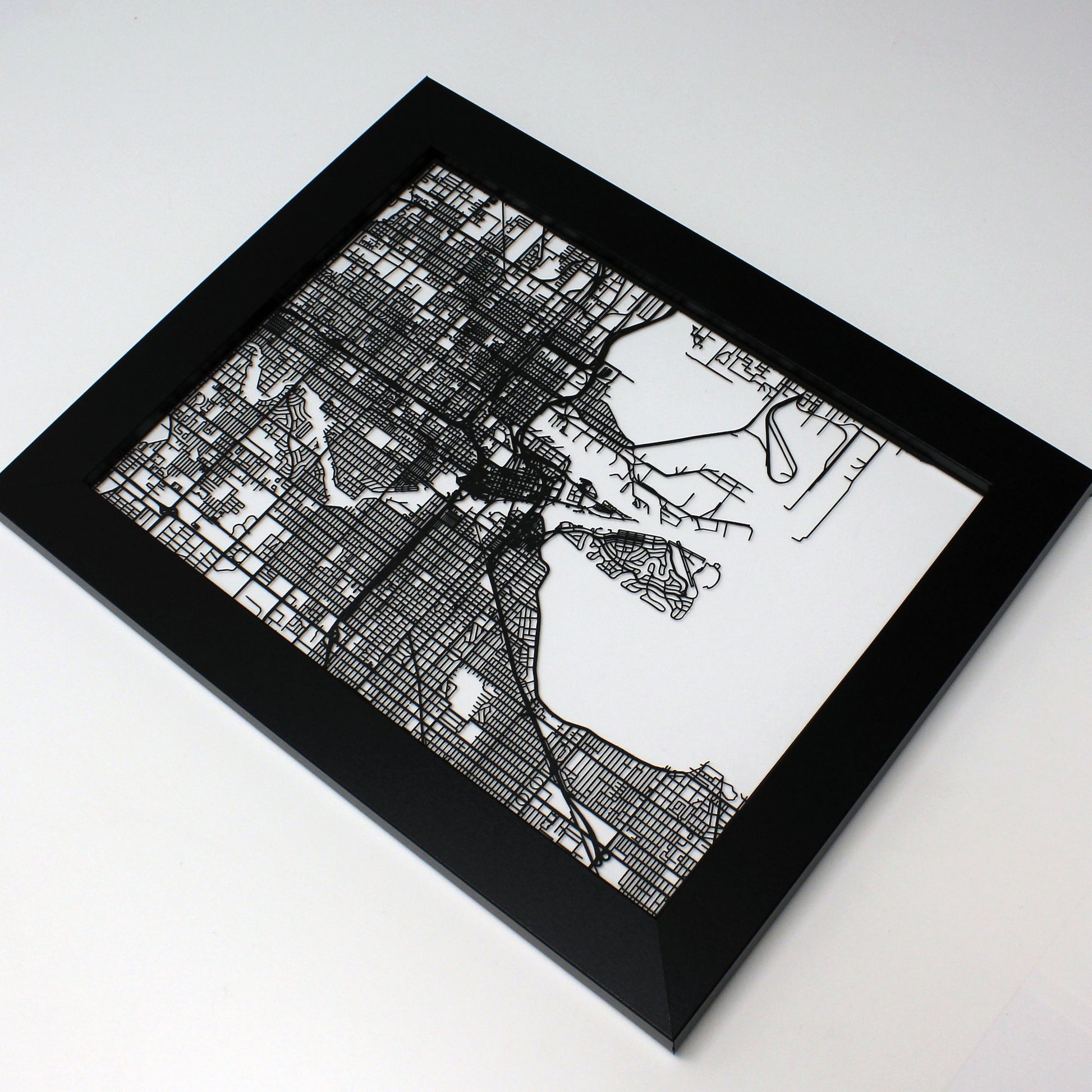 Tampa FL laser cut wall map - CarbonLight