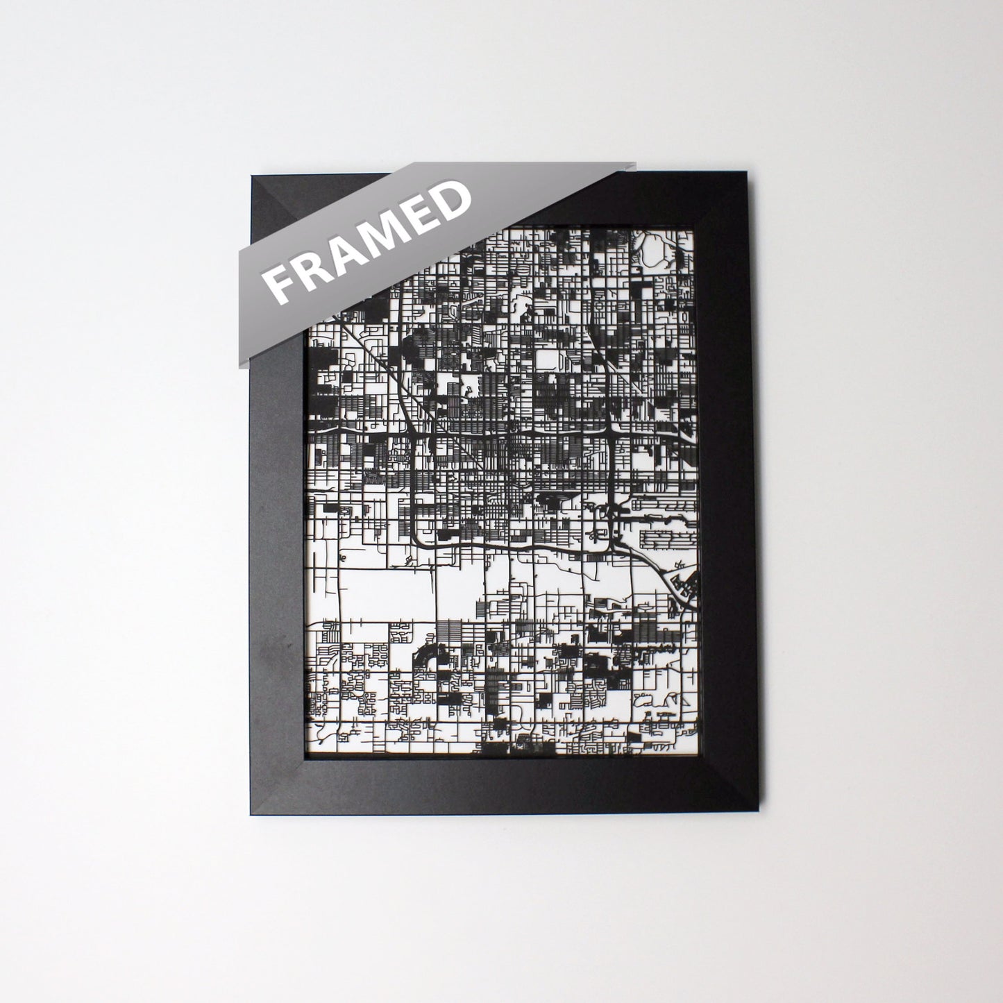 Phoenix AZ laser cut wall map - CarbonLight