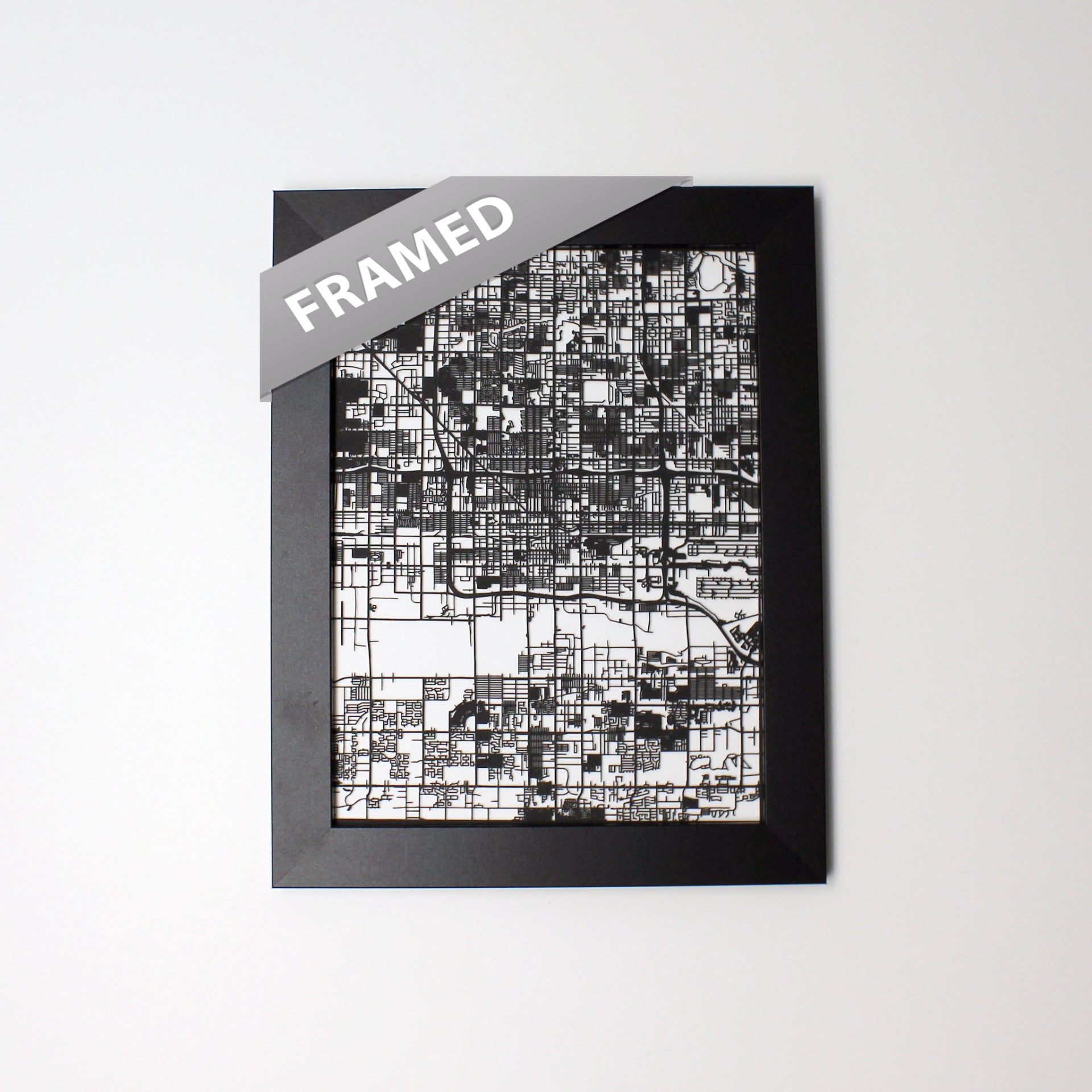 Phoenix AZ laser cut wall map - CarbonLight