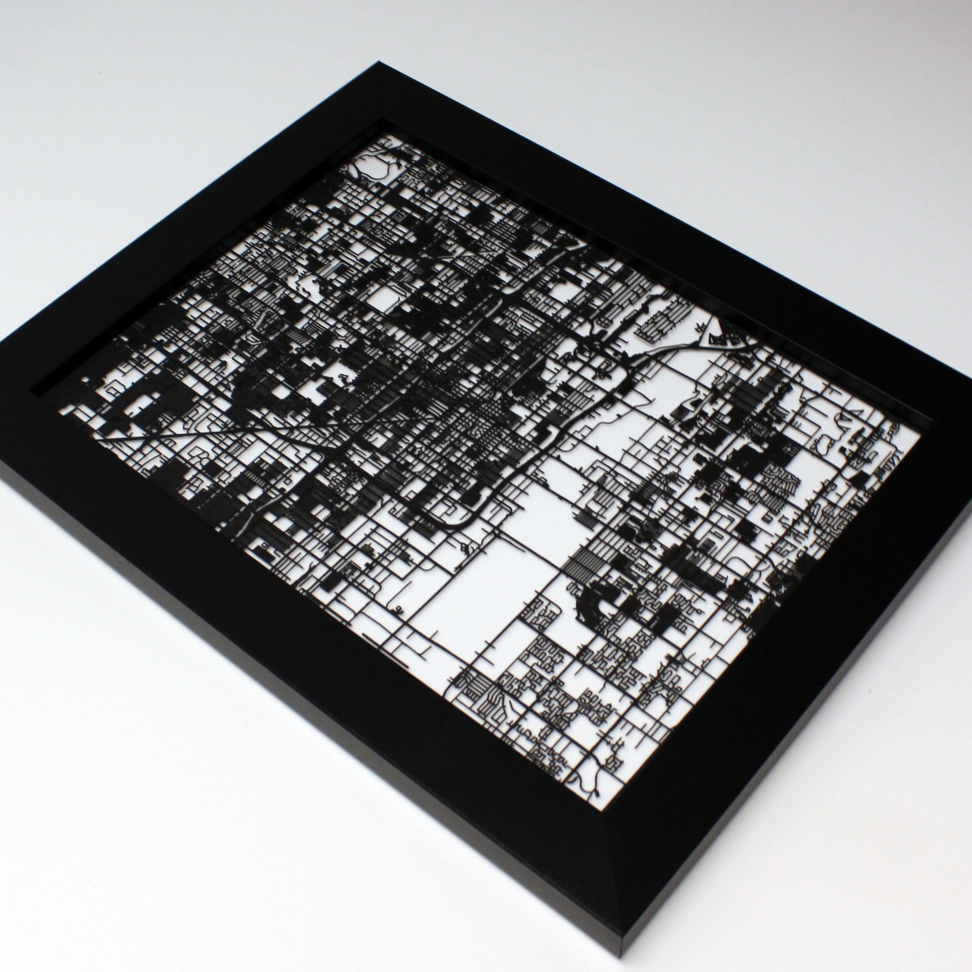 Phoenix AZ laser cut wall map - CarbonLight