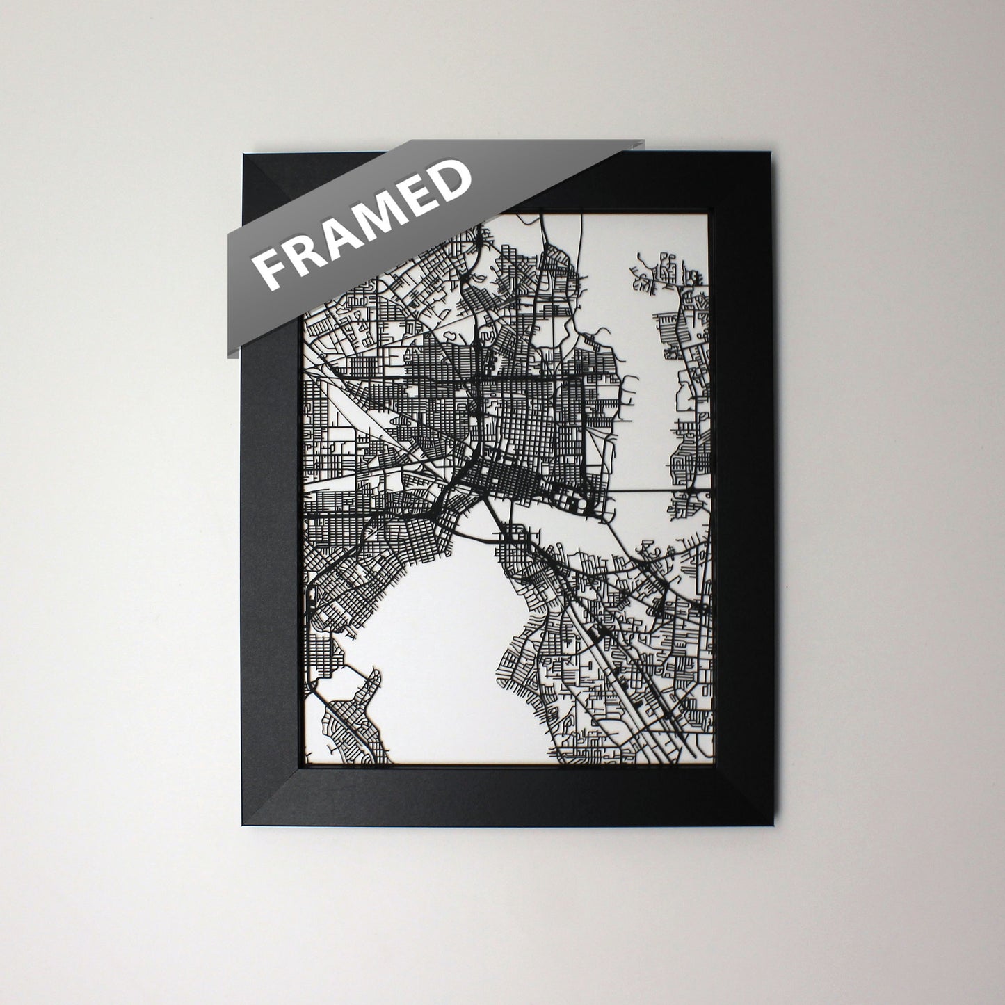 Jacksonville FL laser cut wall map - CarbonLight