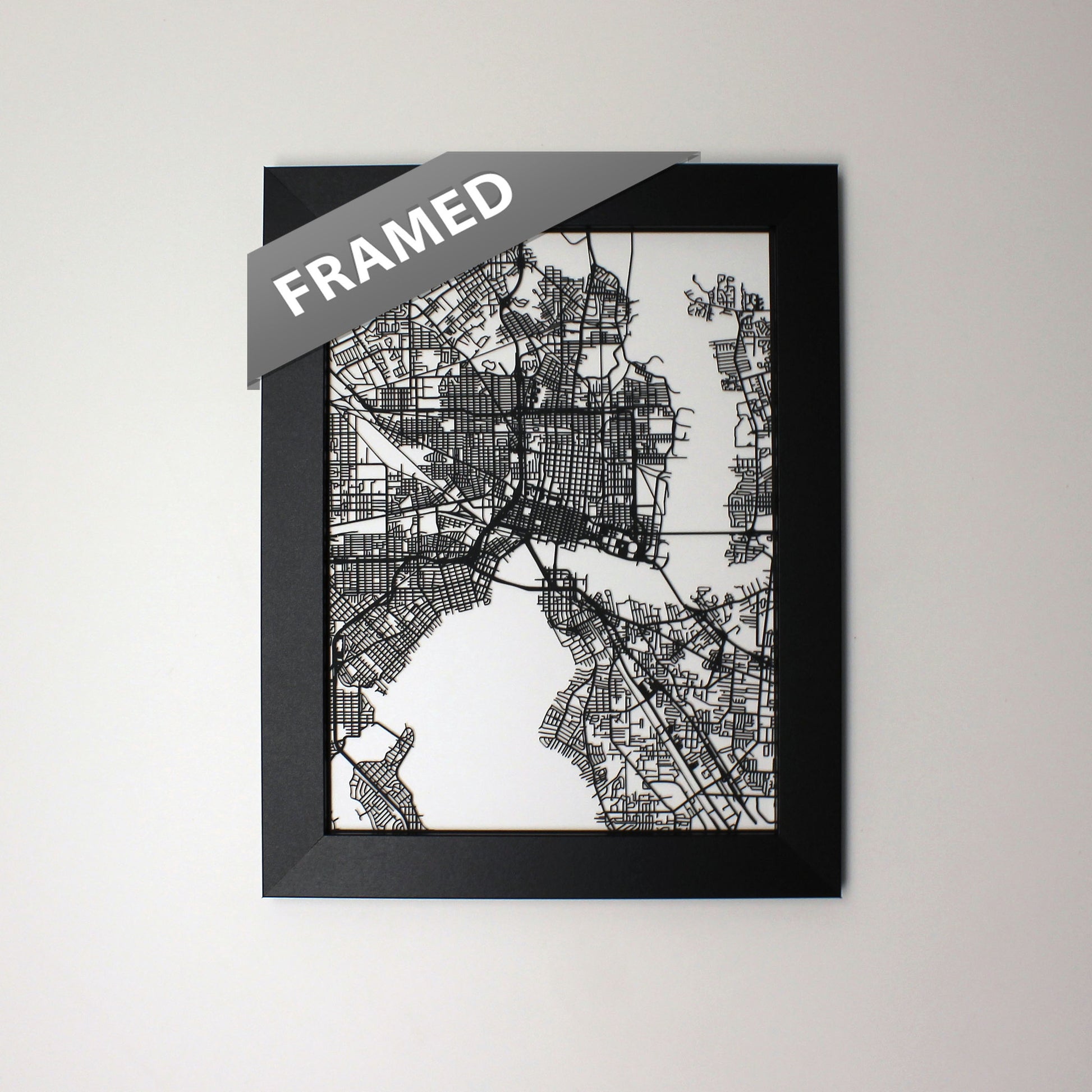 Jacksonville FL laser cut wall map - CarbonLight