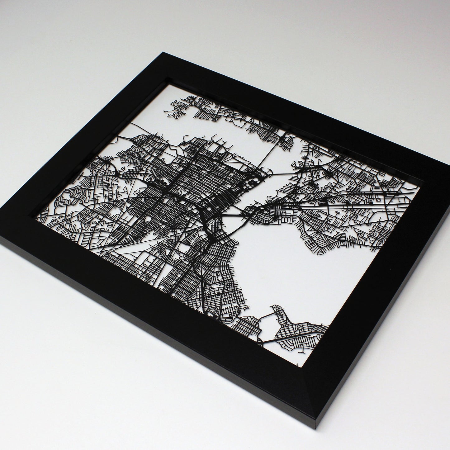 Jacksonville FL laser cut wall map - CarbonLight