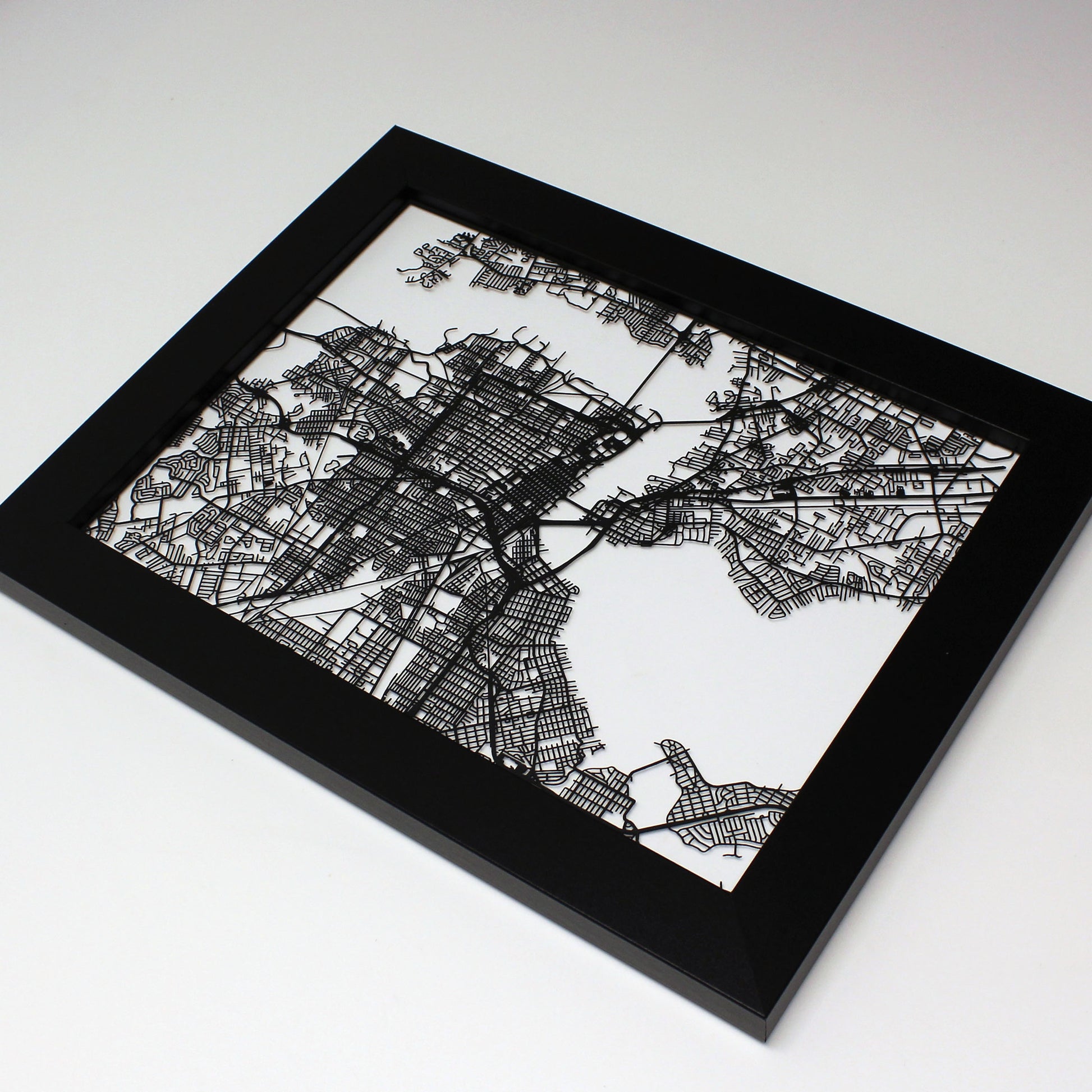 Jacksonville FL laser cut wall map - CarbonLight