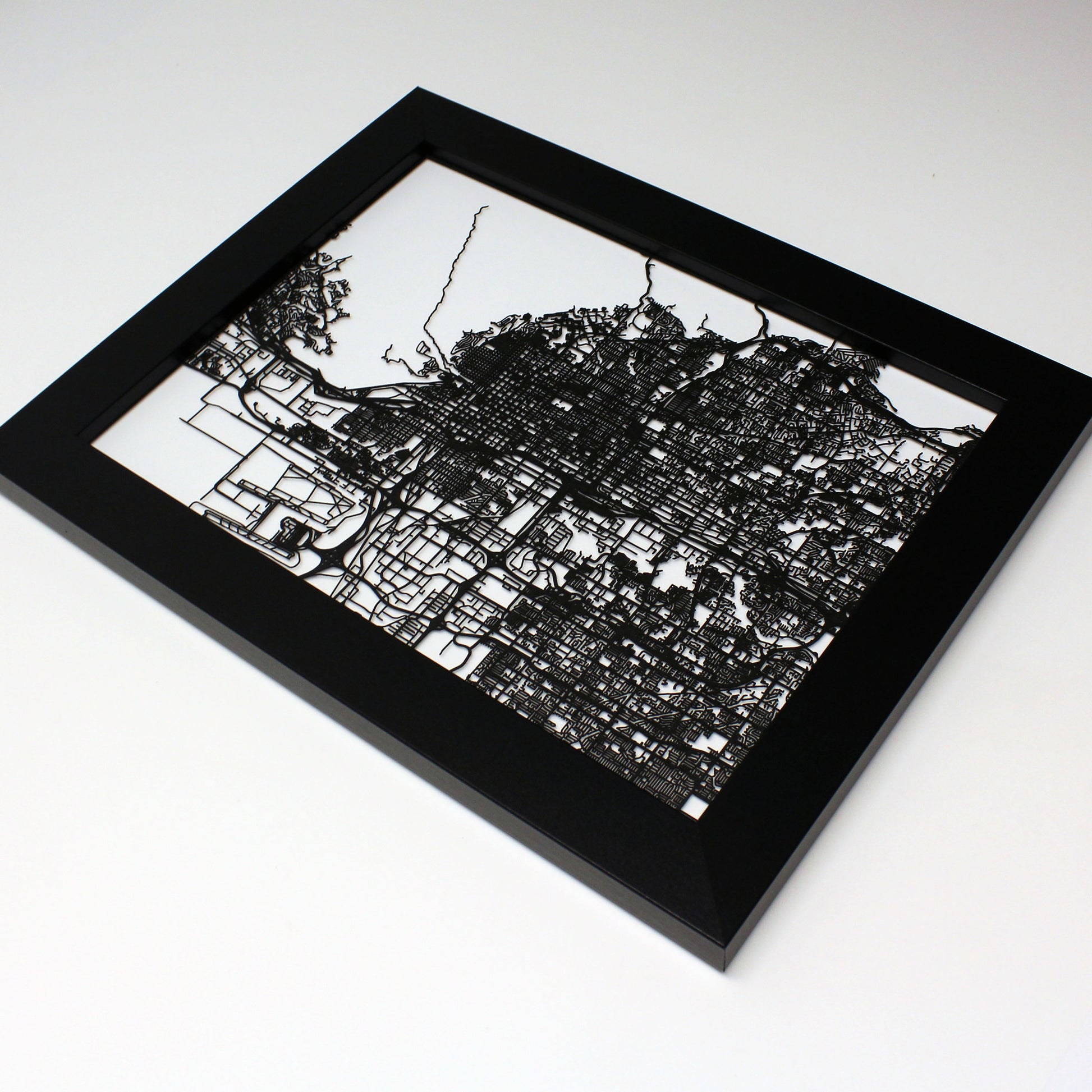 Salt Lake City UT laser cut wall map - CarbonLight
