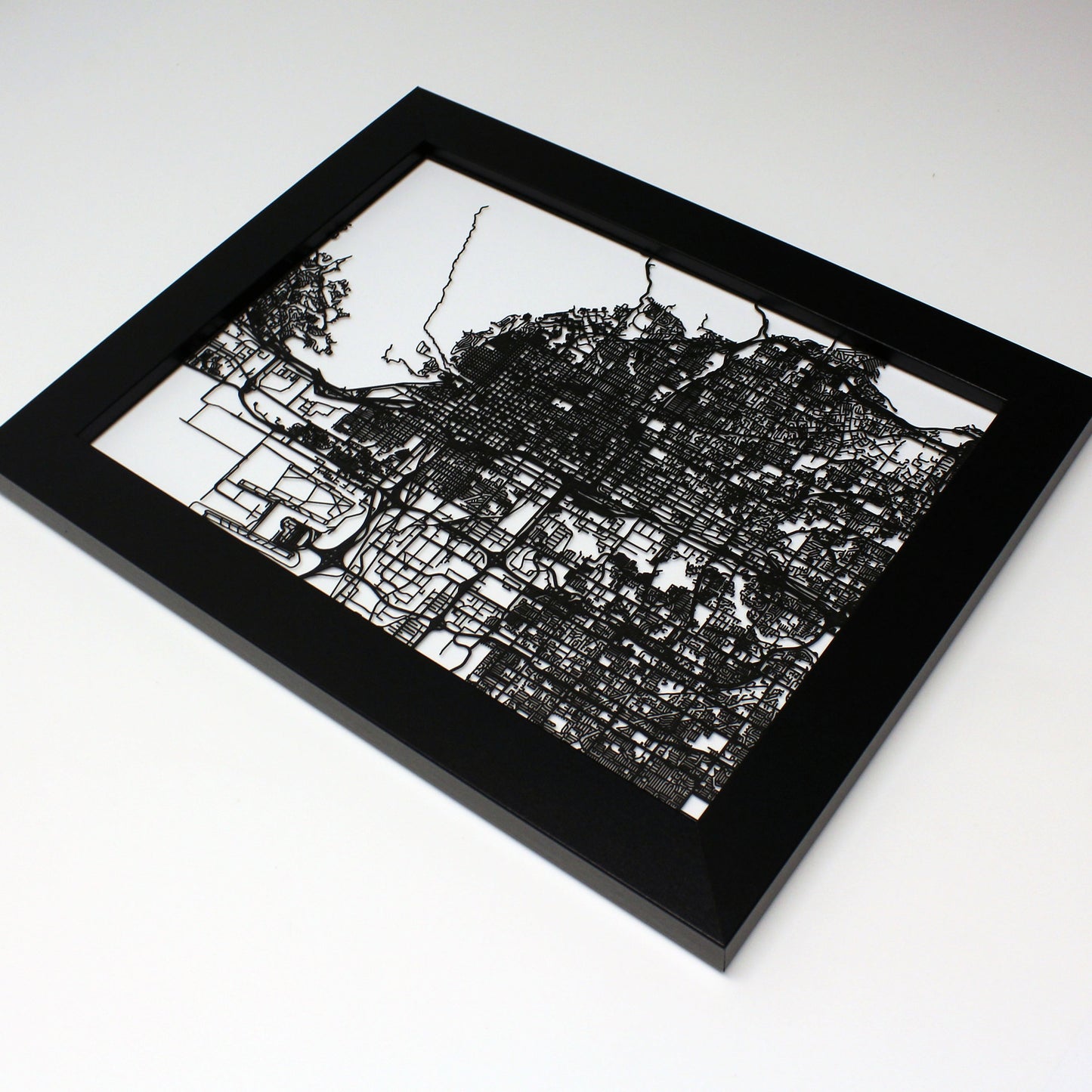Salt Lake City UT laser cut wall map - CarbonLight