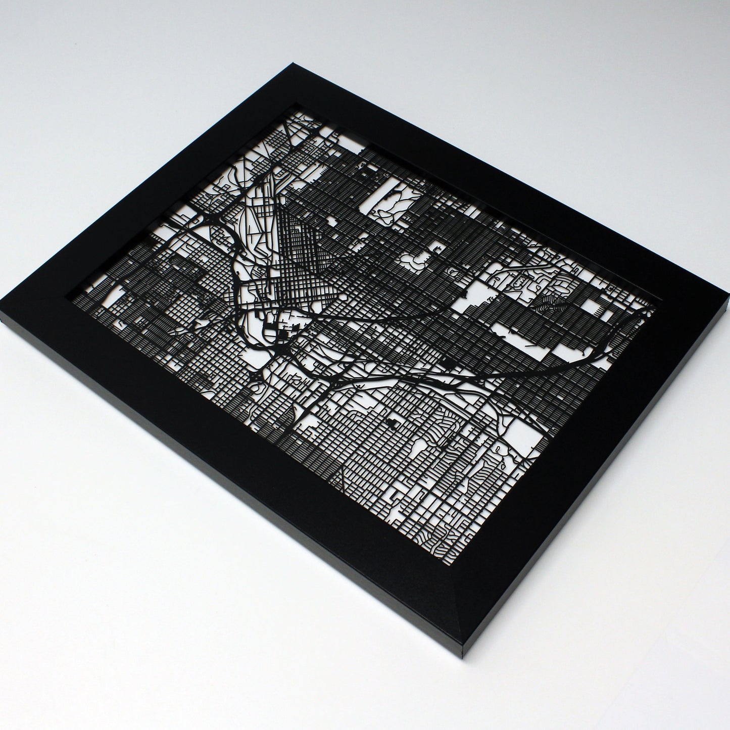 Denver CO laser cut wall map - CarbonLight
