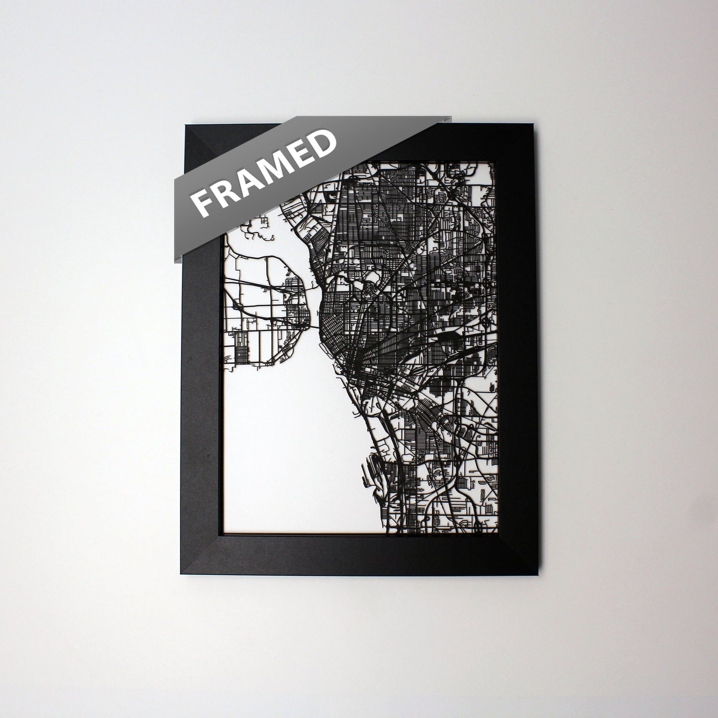 Buffalo NY laser cut wall map - CarbonLight
