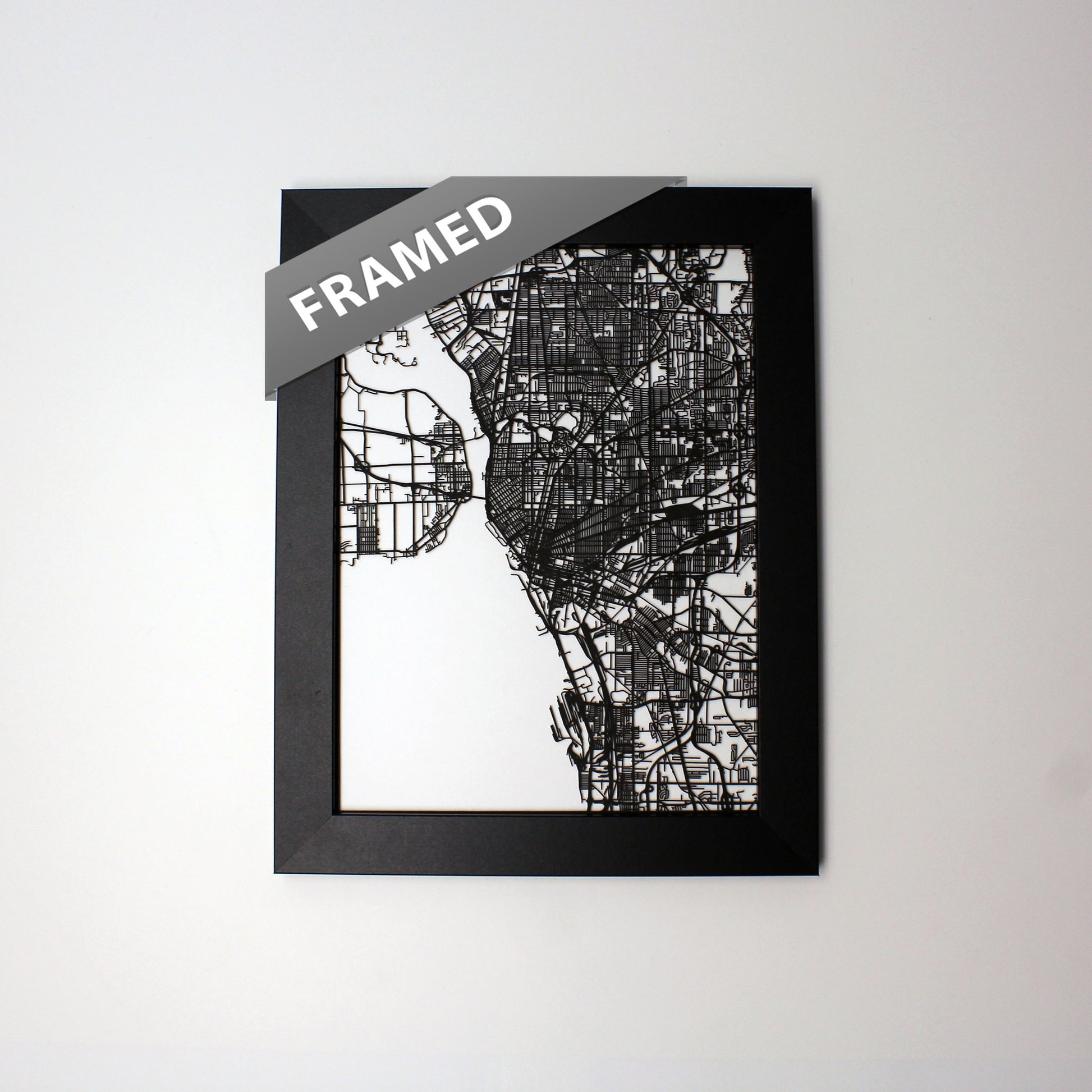 Buffalo NY laser cut wall map - CarbonLight