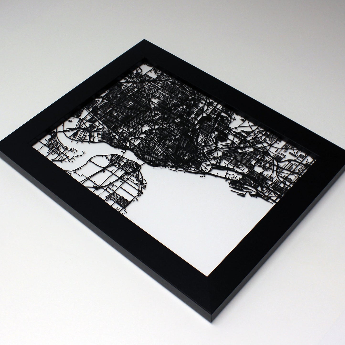 Buffalo NY laser cut wall map - CarbonLight