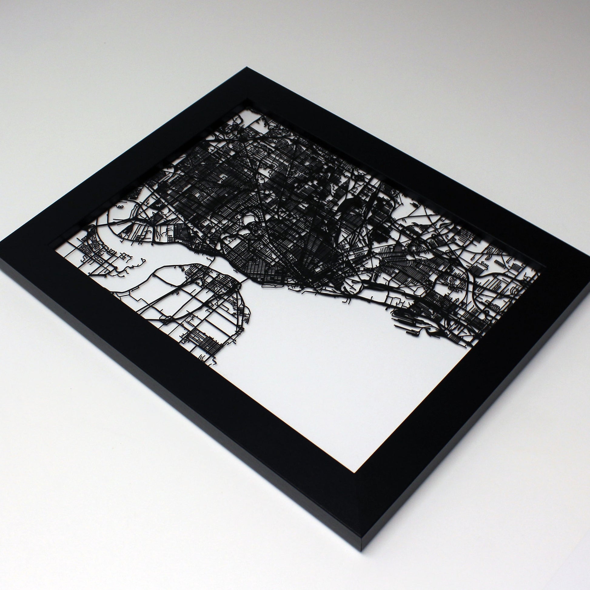 Buffalo NY laser cut wall map - CarbonLight