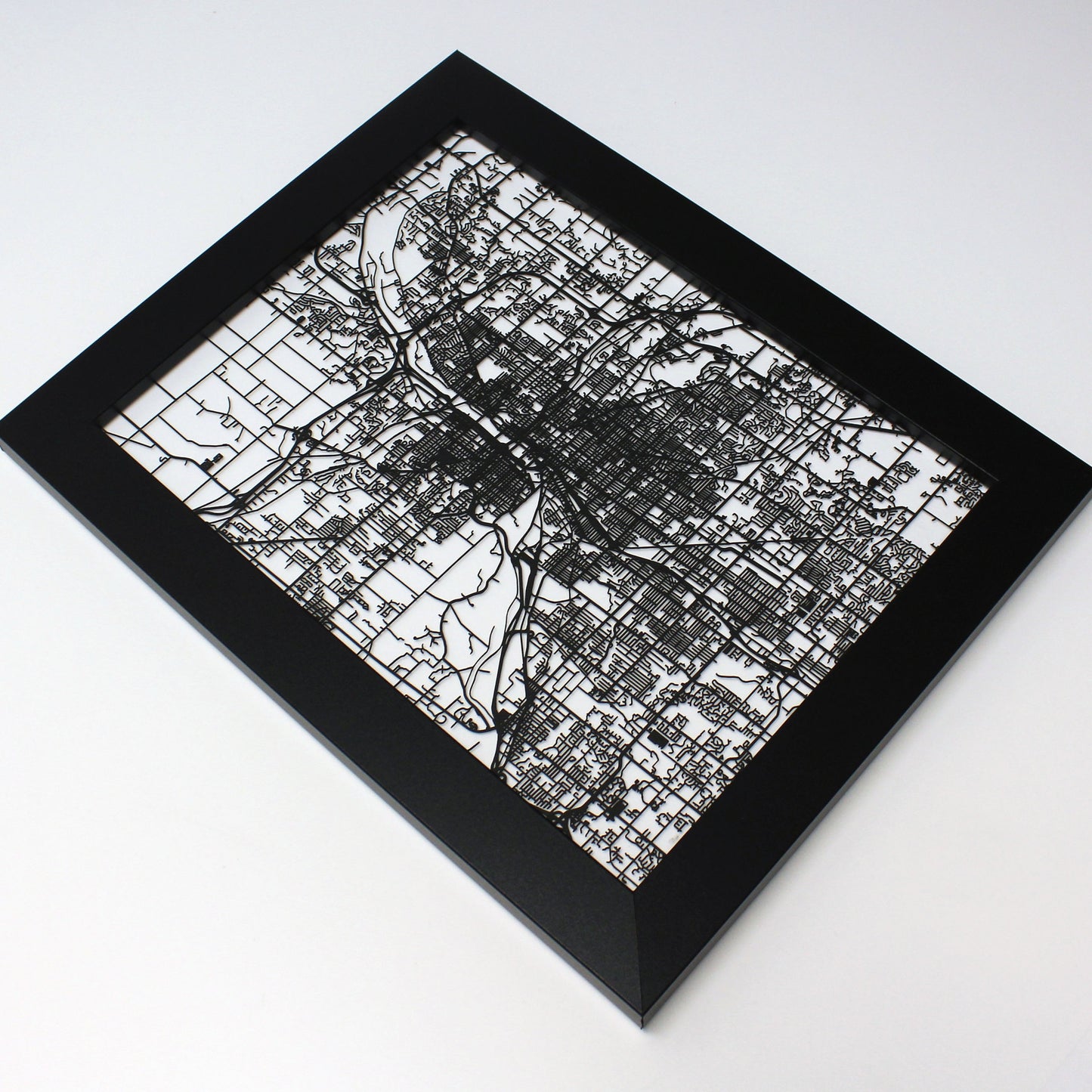 Grand Rapids MI laser cut wall map - CarbonLight