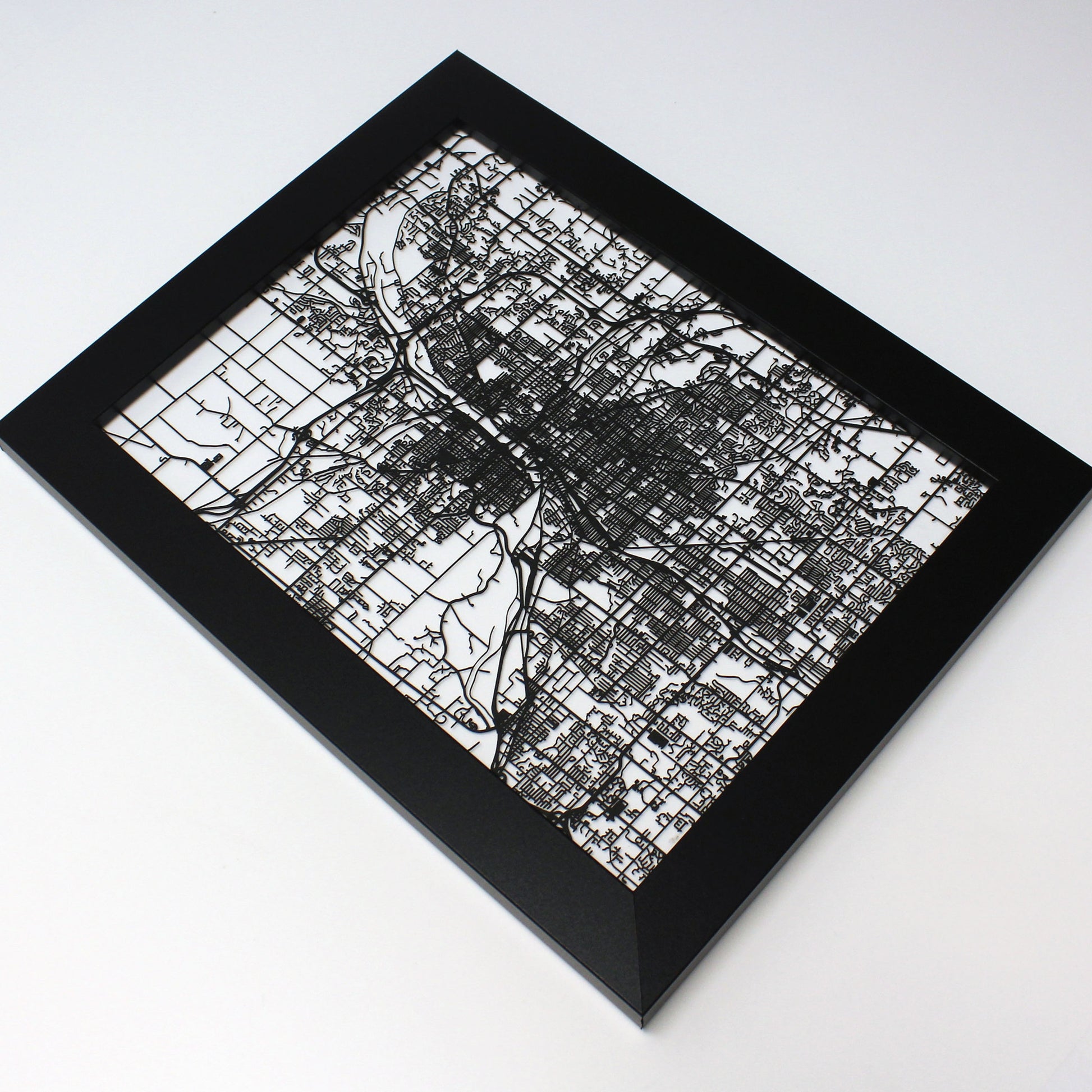Grand Rapids MI laser cut wall map - CarbonLight