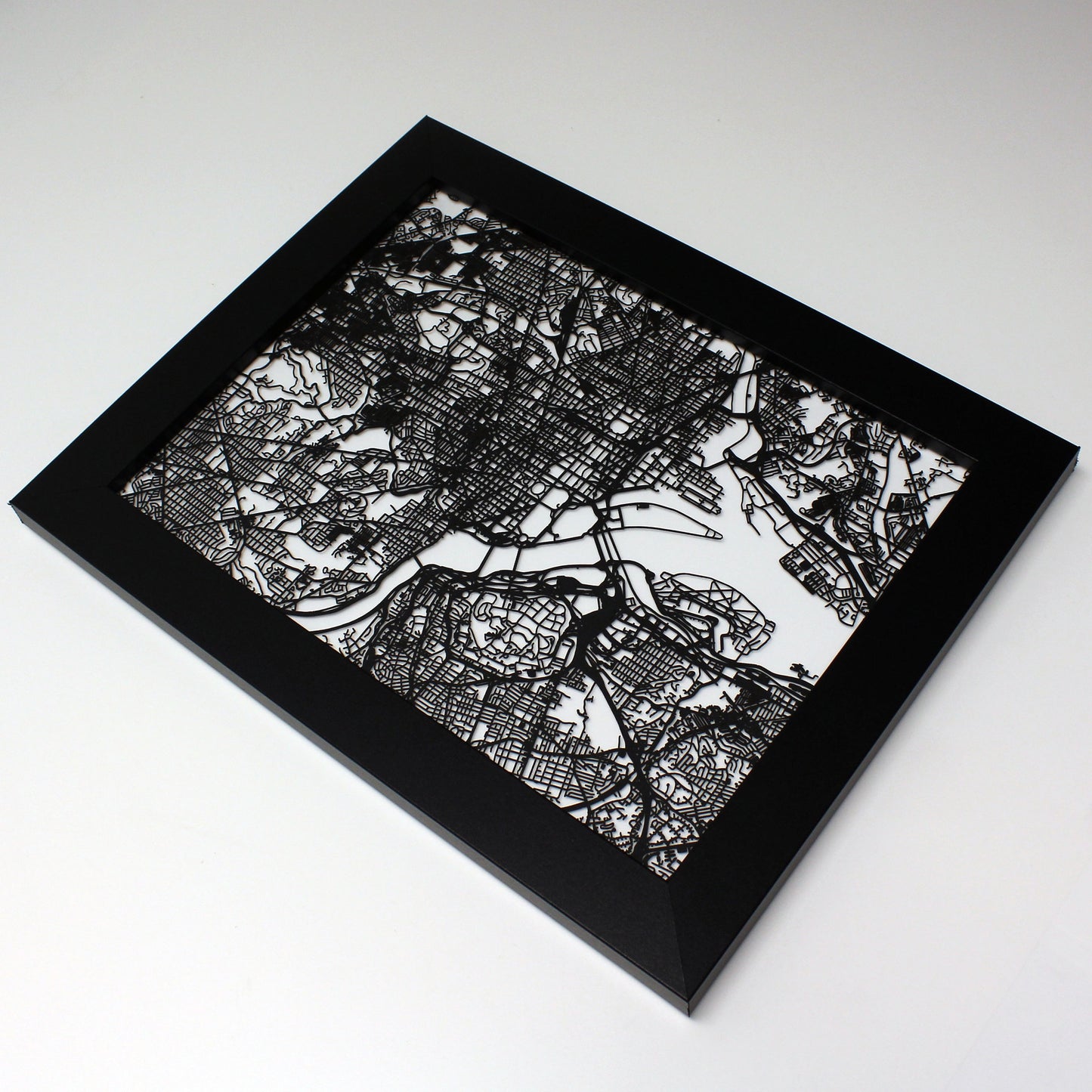Washington DC laser cut wall map - CarbonLight
