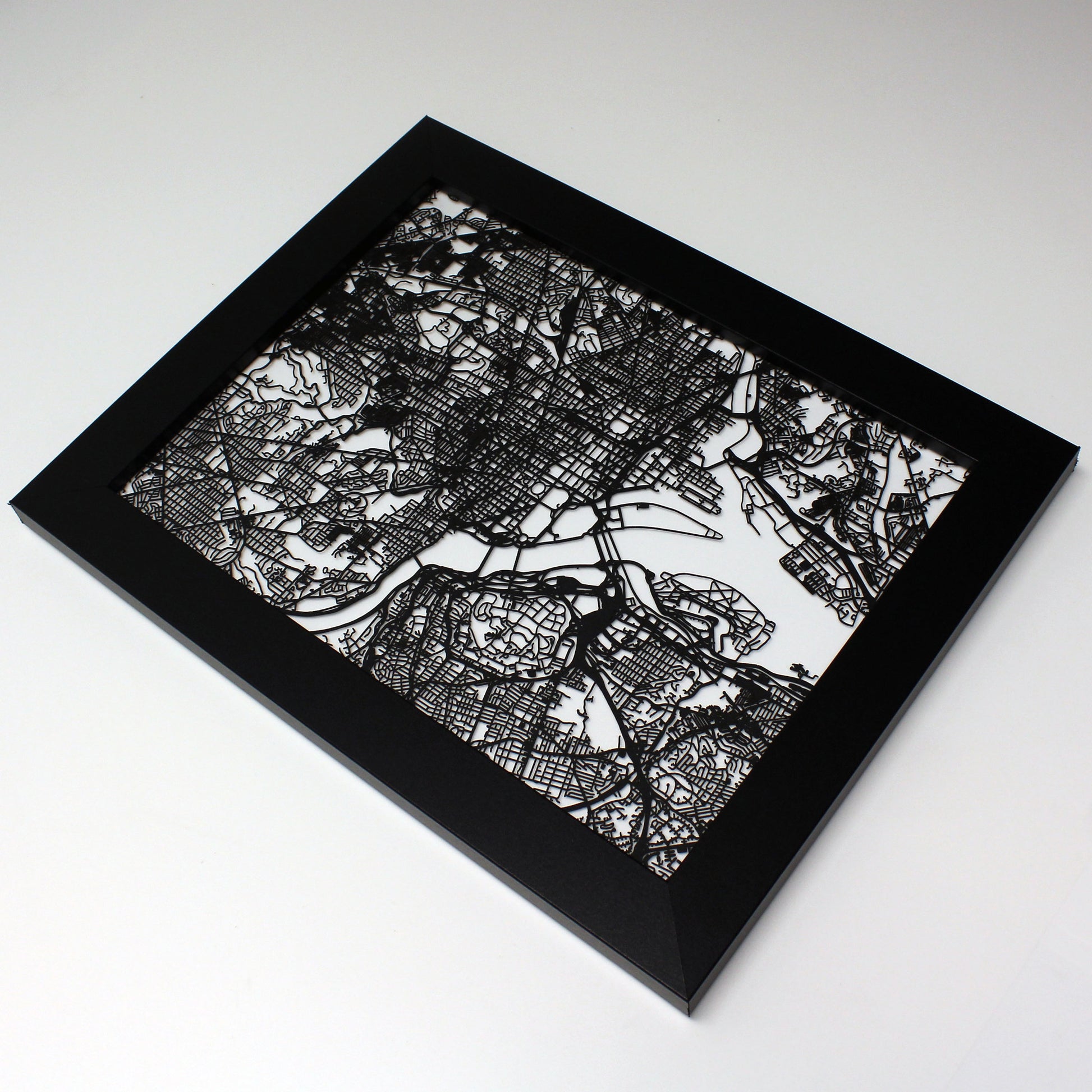 Washington DC laser cut wall map - CarbonLight