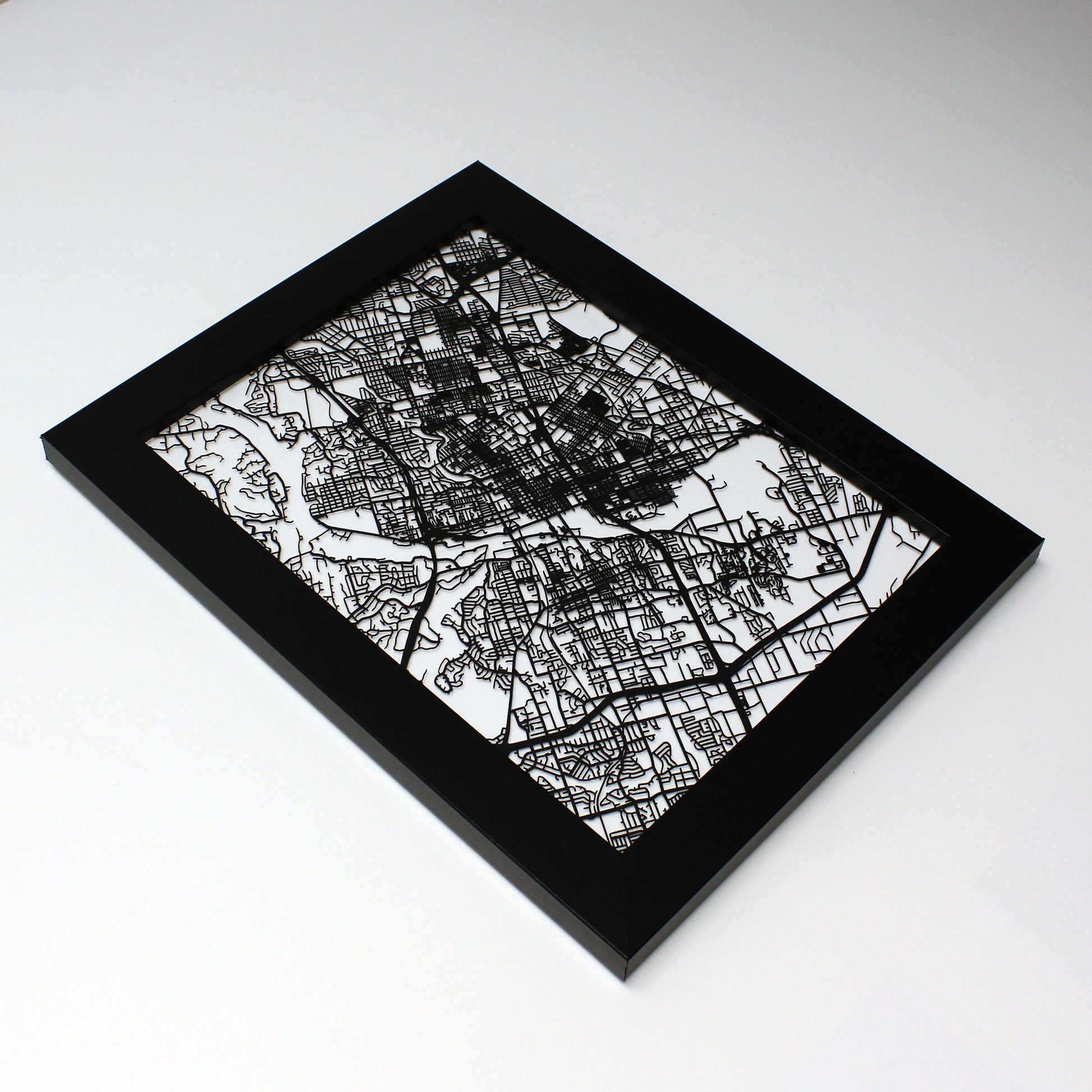 Austin TX laser cut wall map - CarbonLight