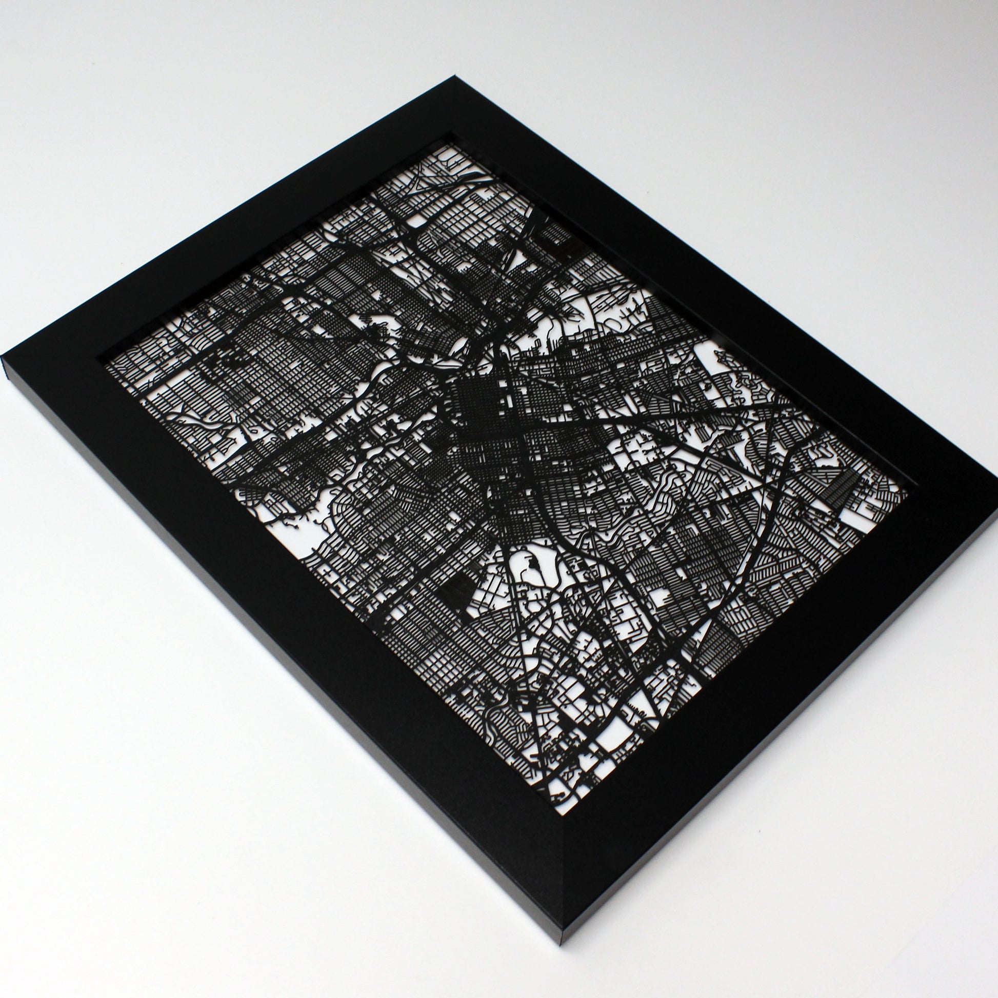 Houston TX laser cut wall map - CarbonLight