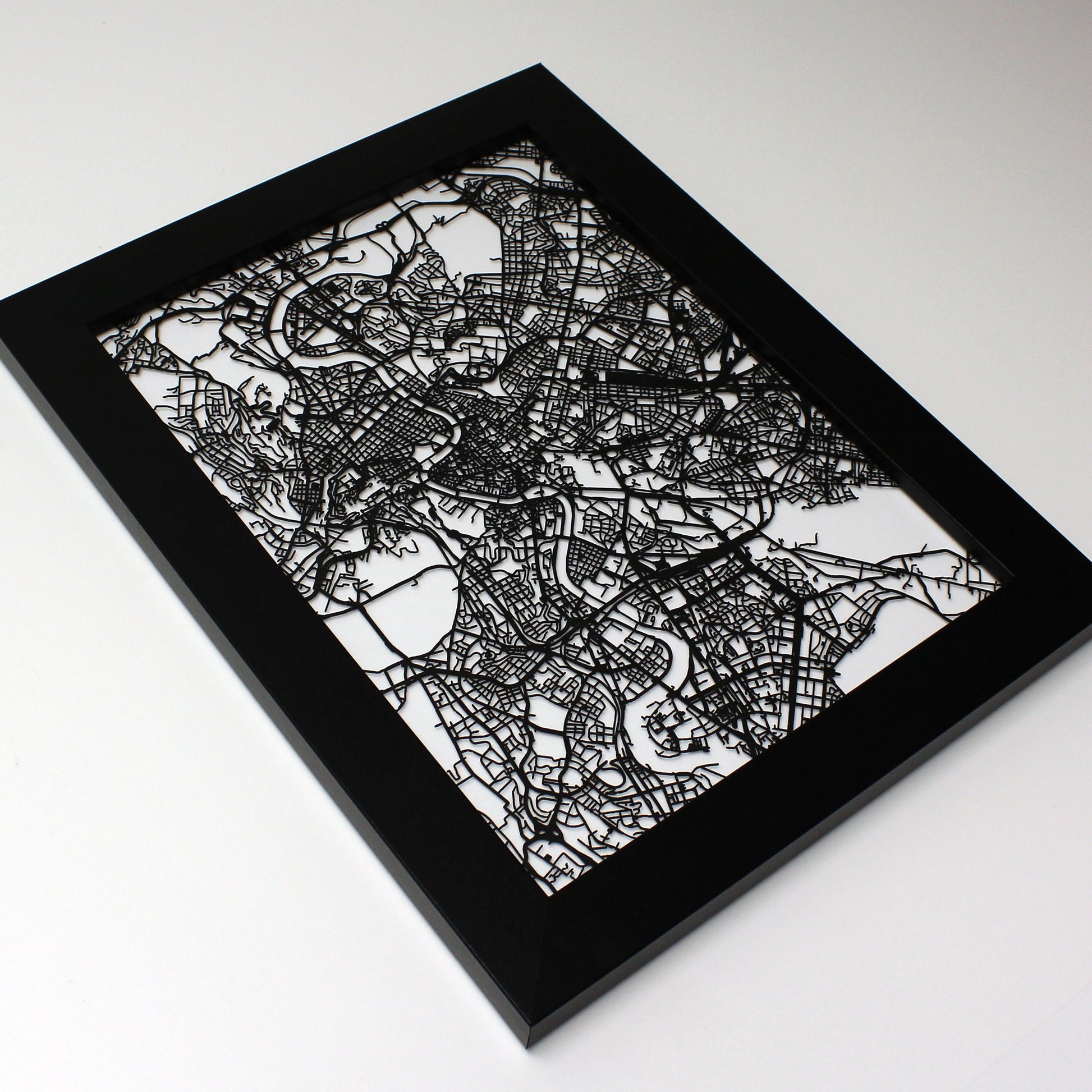 Rome Italy laser cut wall map - CarbonLight