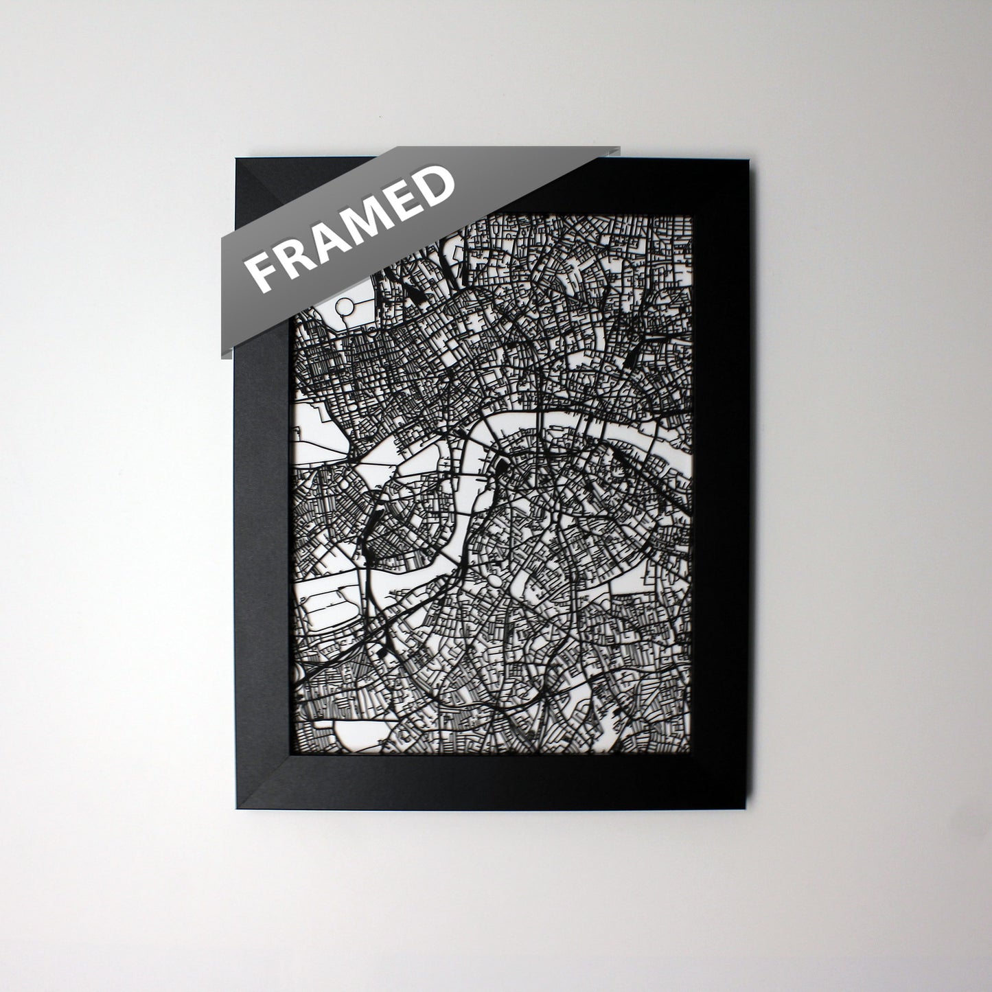 London UK laser cut wall map - CarbonLight