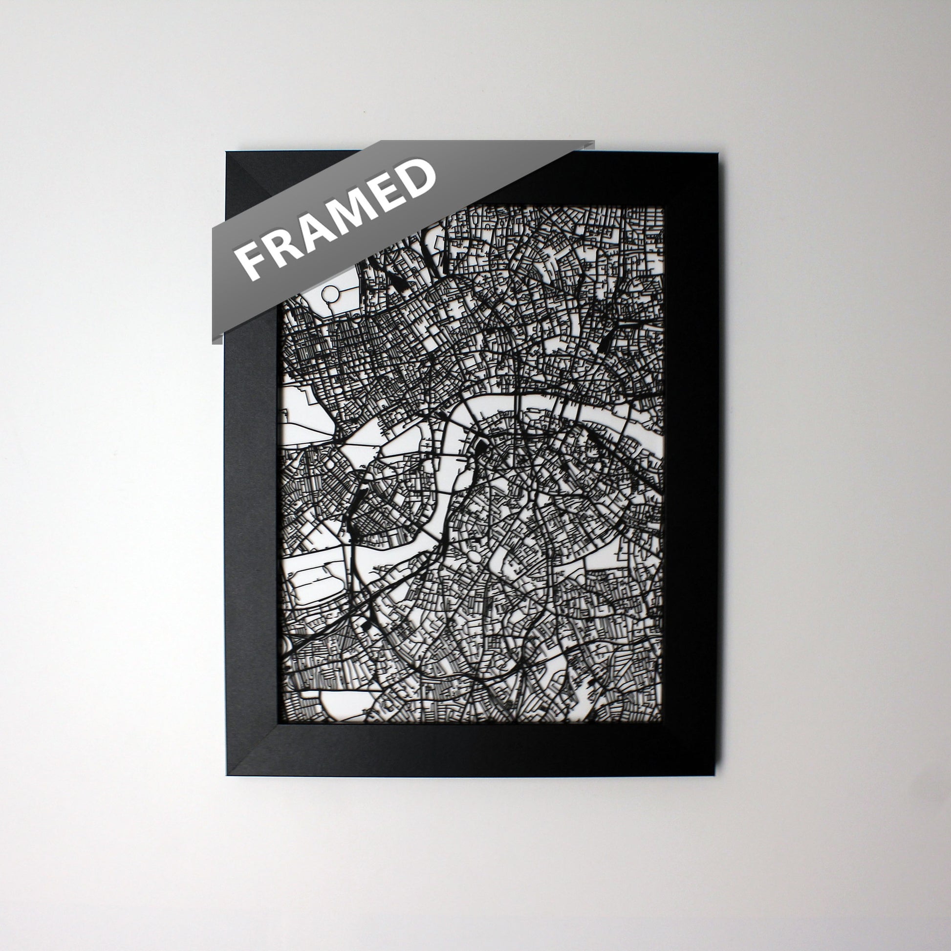 London UK laser cut wall map - CarbonLight