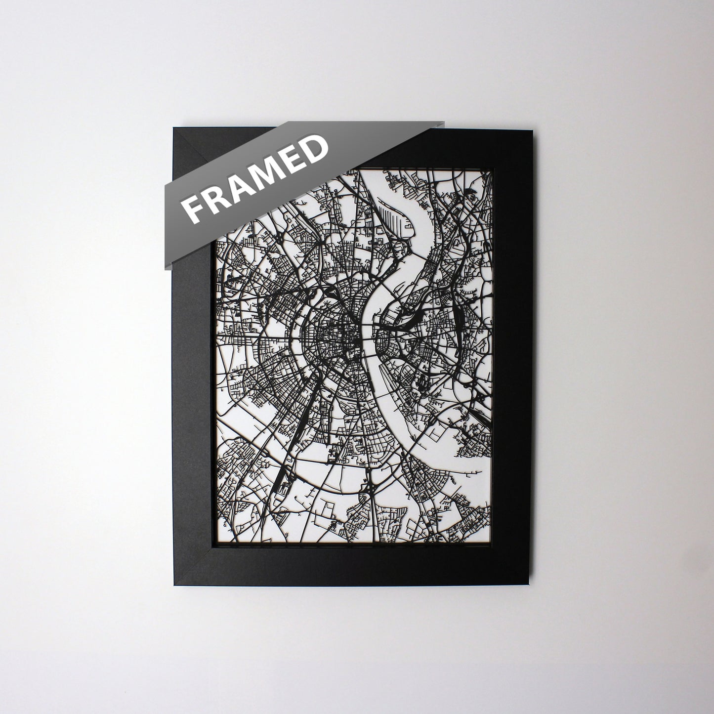 Cologne Germany laser cut wall map - CarbonLight