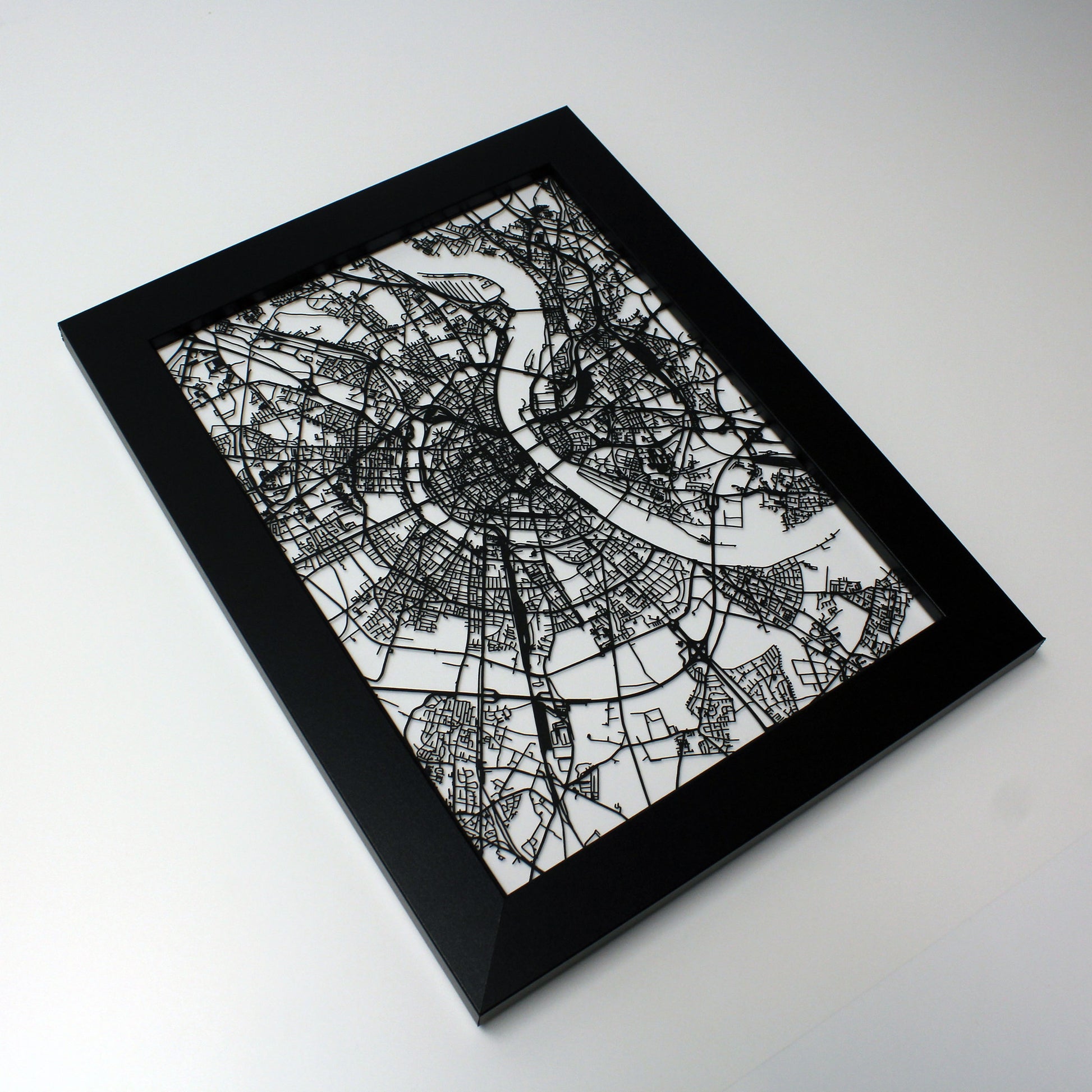 Cologne Germany laser cut wall map - CarbonLight