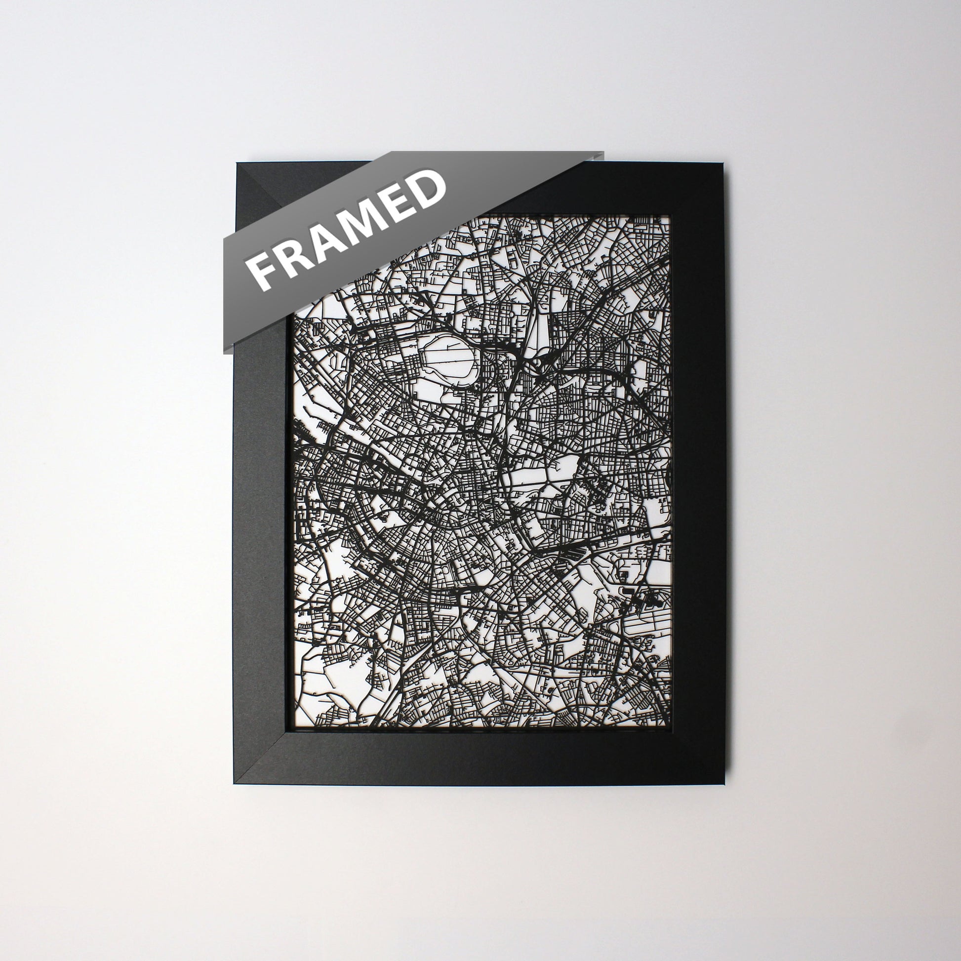 Berlin Germany laser cut wall map - CarbonLight