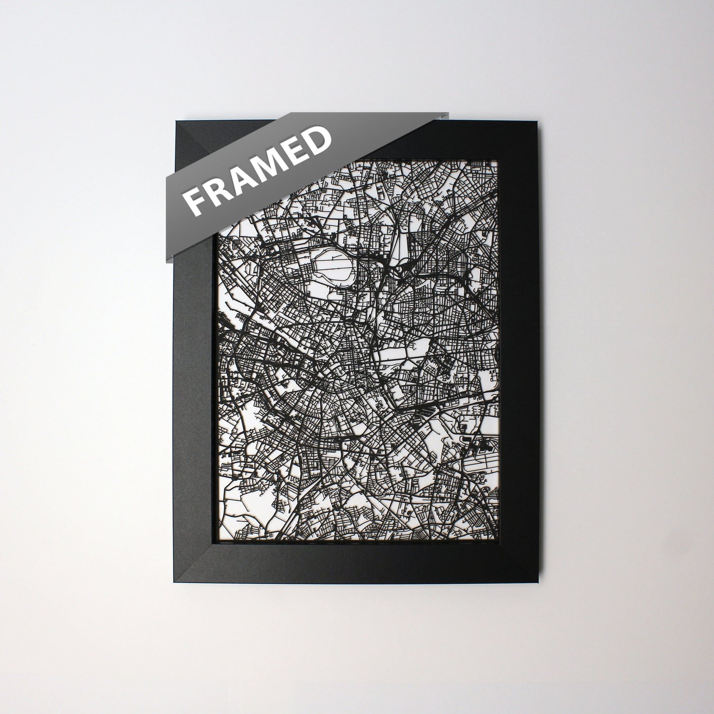 Berlin Germany laser cut wall map - CarbonLight