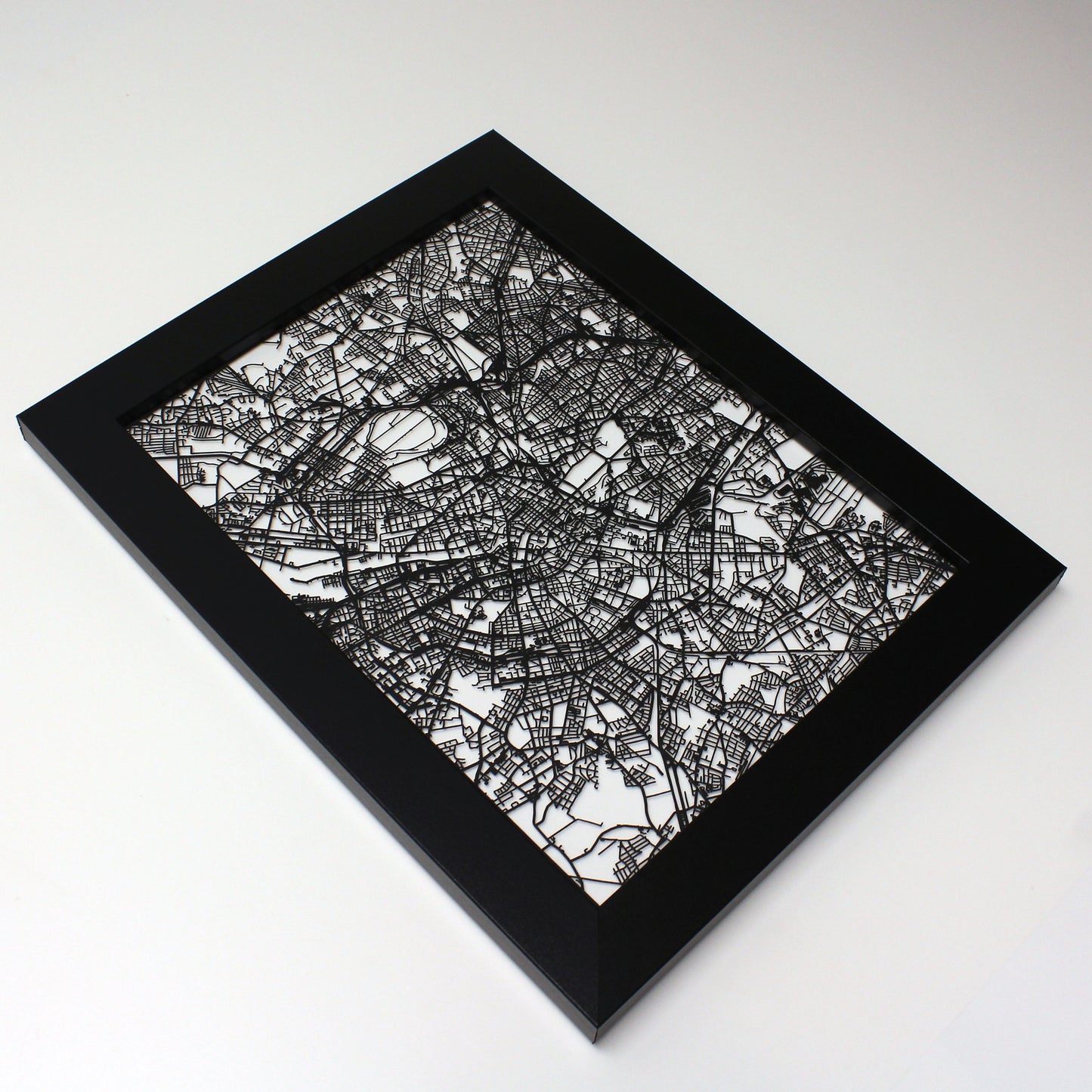 Berlin Germany laser cut wall map - CarbonLight