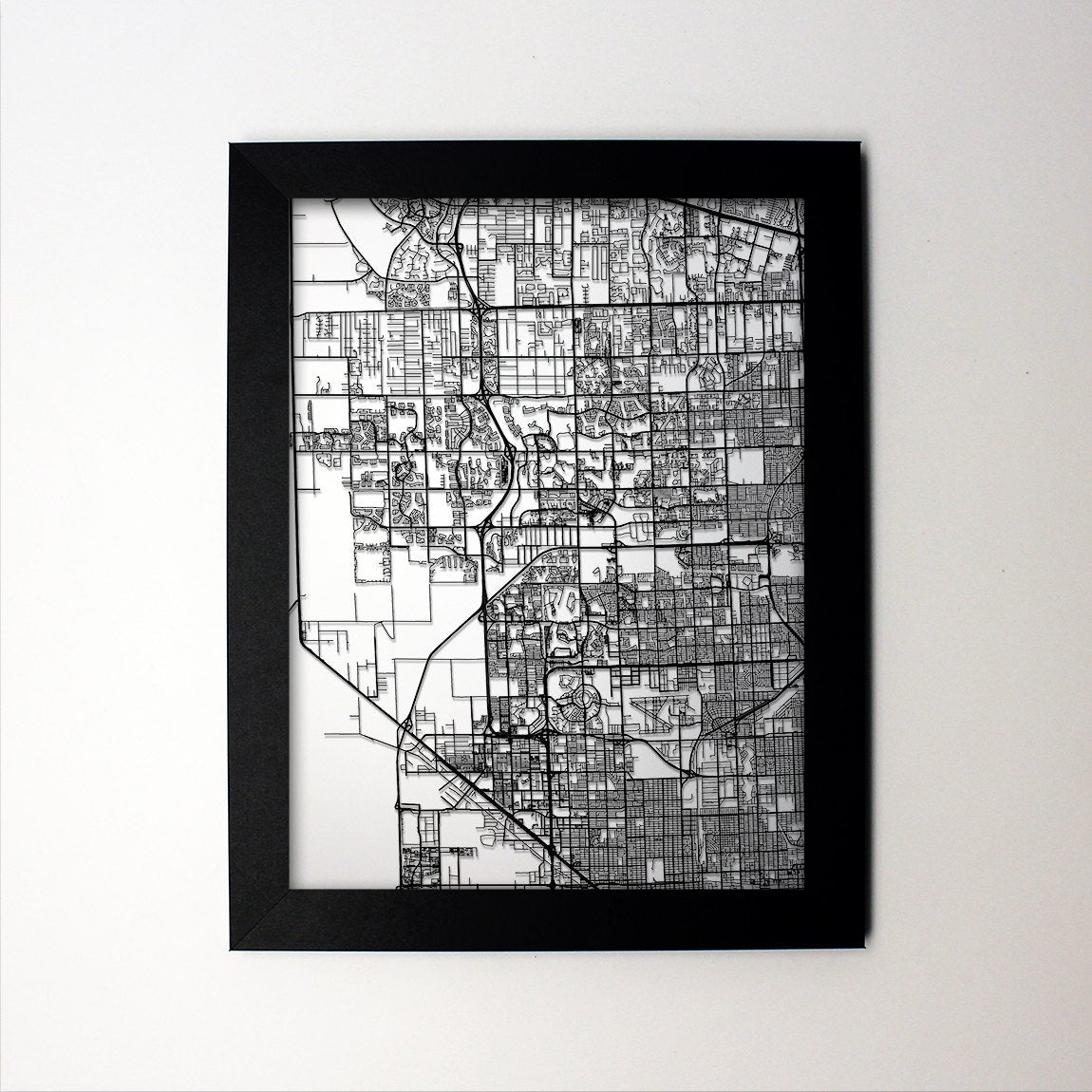 Miramar Florida framed laser cut map - CarbonLight
