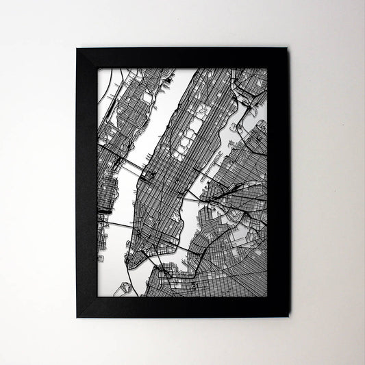 Personalized Framed City Map - CarbonLight