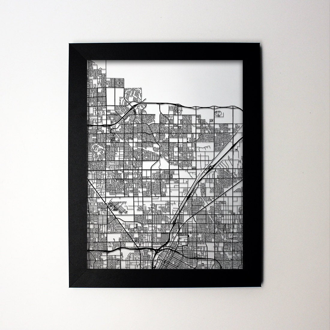 North Las Vegas Nevada framed laser cut map - CarbonLight
