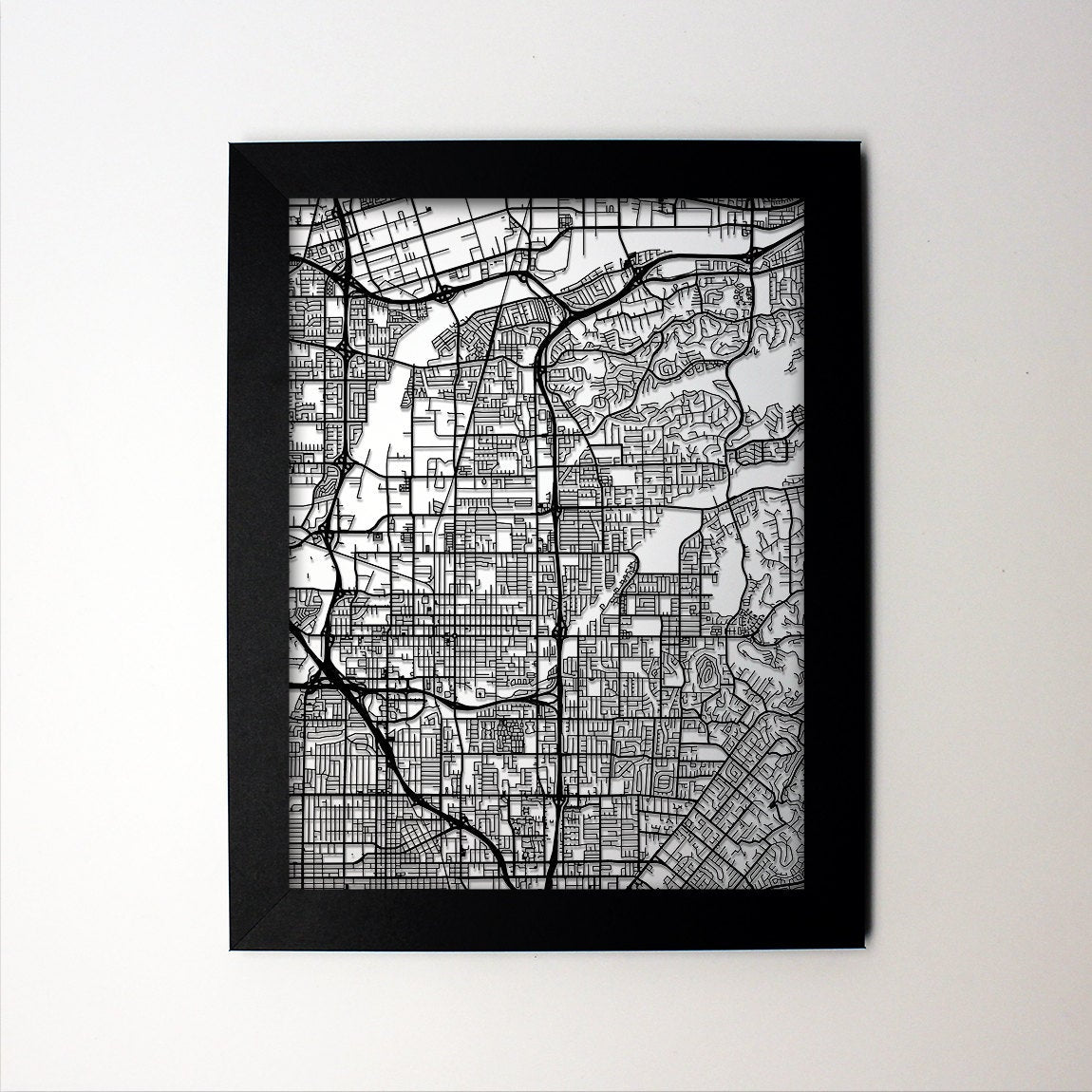 Orange California framed laser cut map - CarbonLight