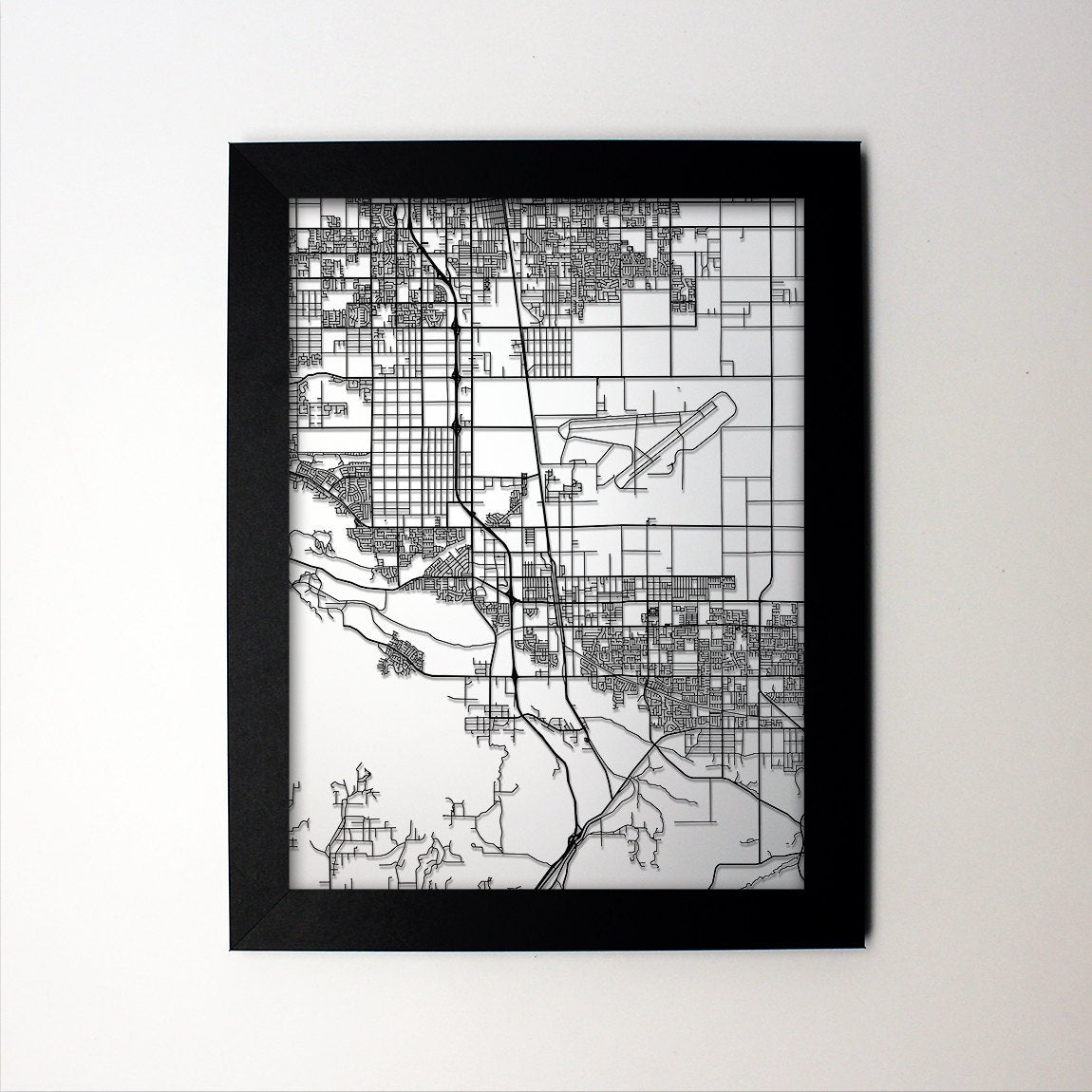 Palmdale California framed laser cut map - CarbonLight