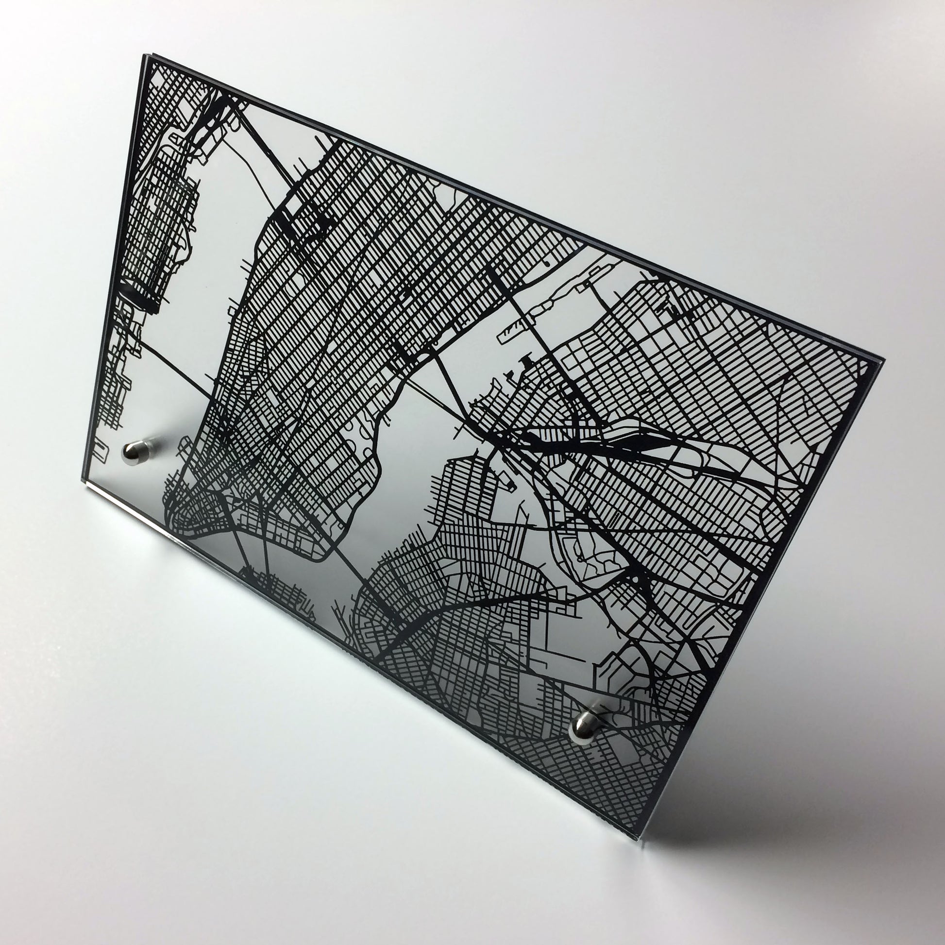 New York City laser cut desk map - CarbonLight