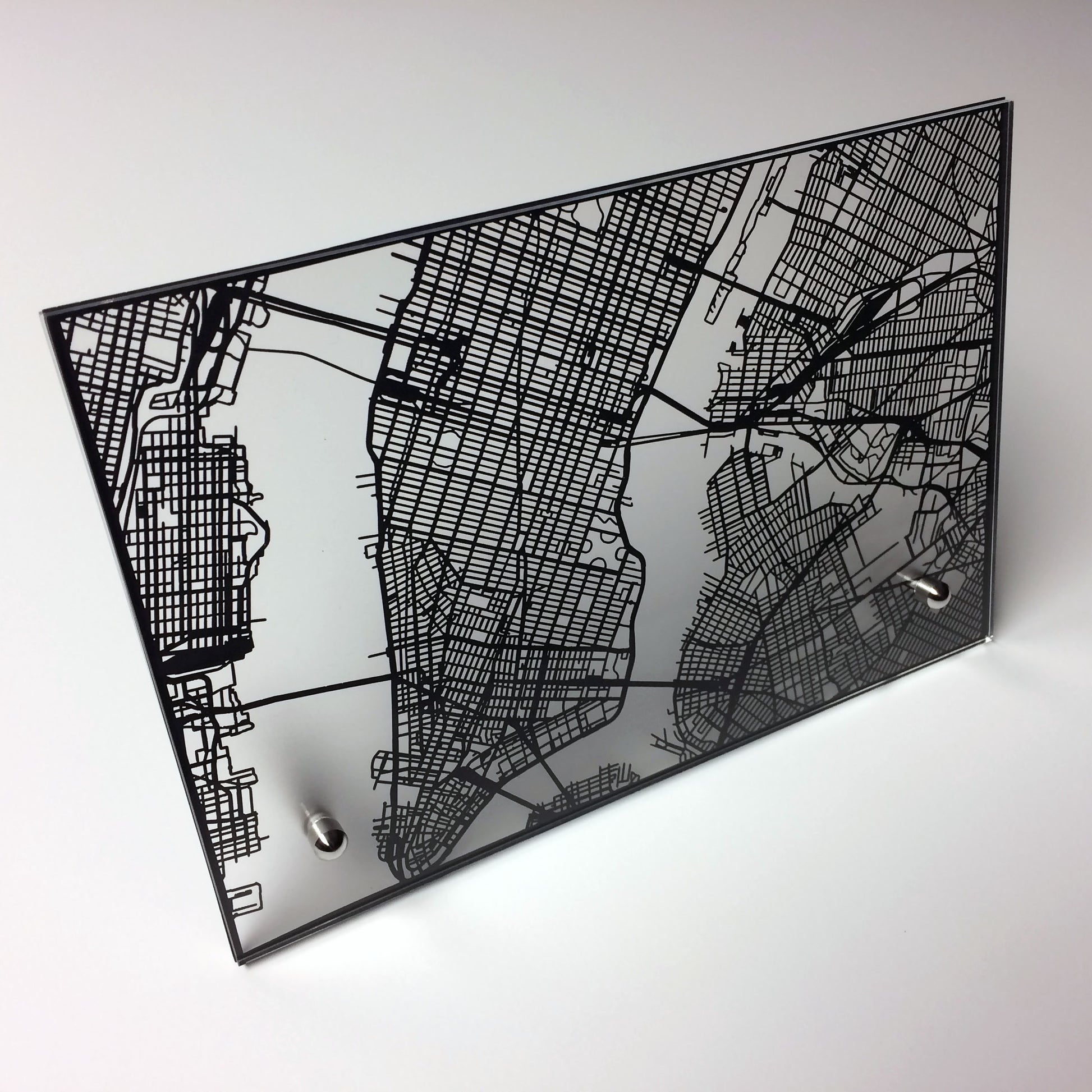 New York City laser cut desk map - CarbonLight