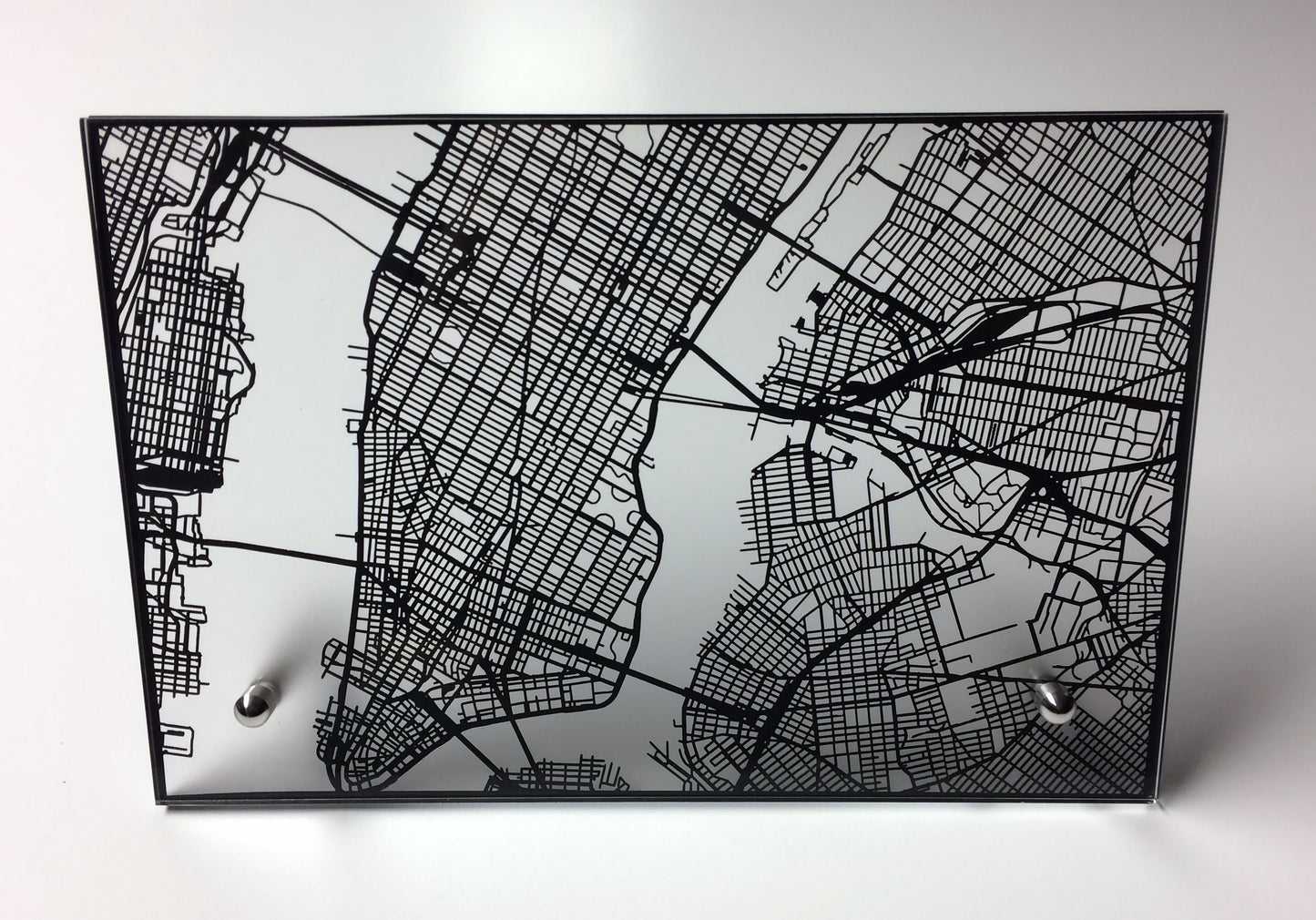 New York City laser cut desk map - CarbonLight