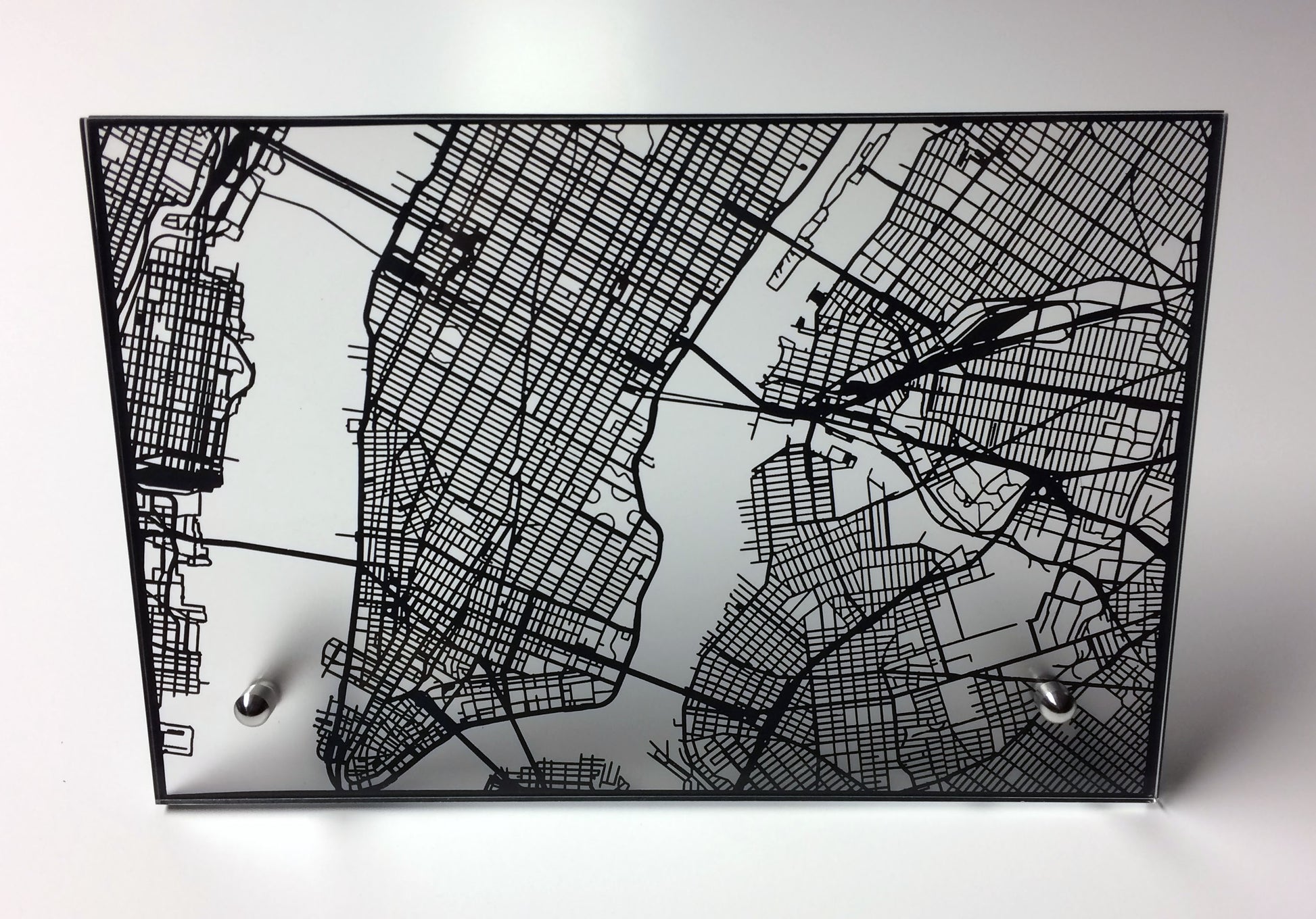 New York City laser cut desk map - CarbonLight