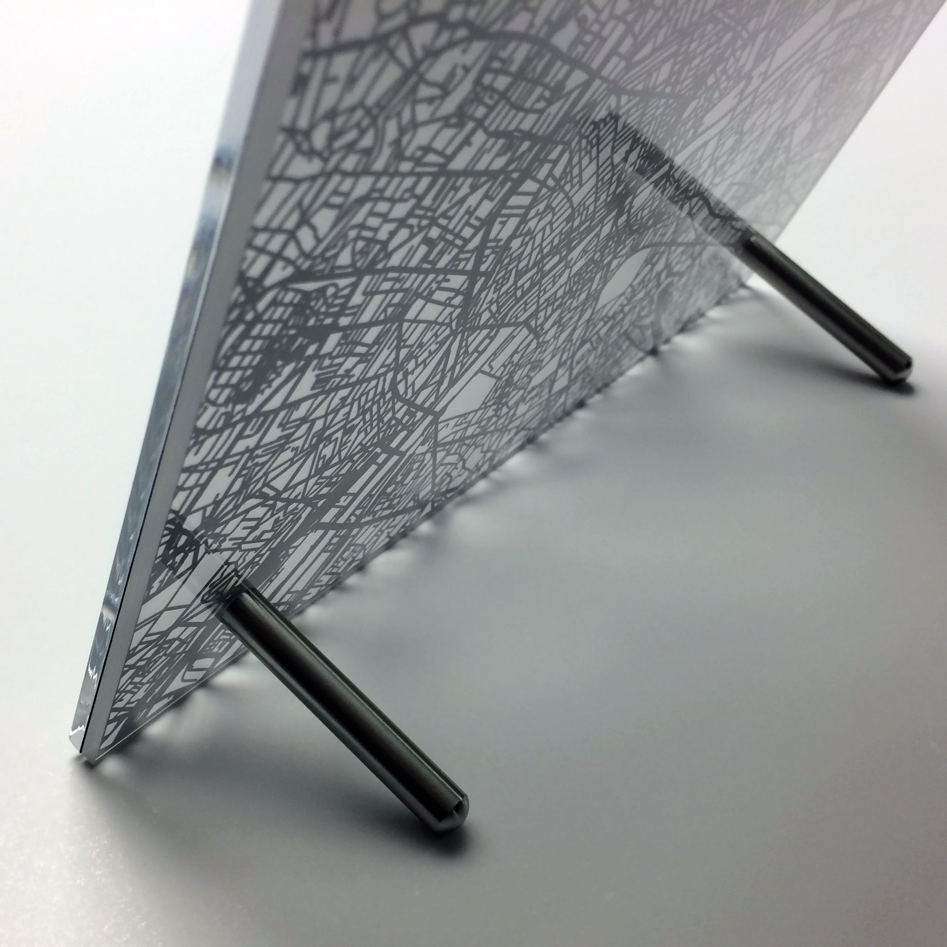 Paris France laser cut desk map - CarbonLight