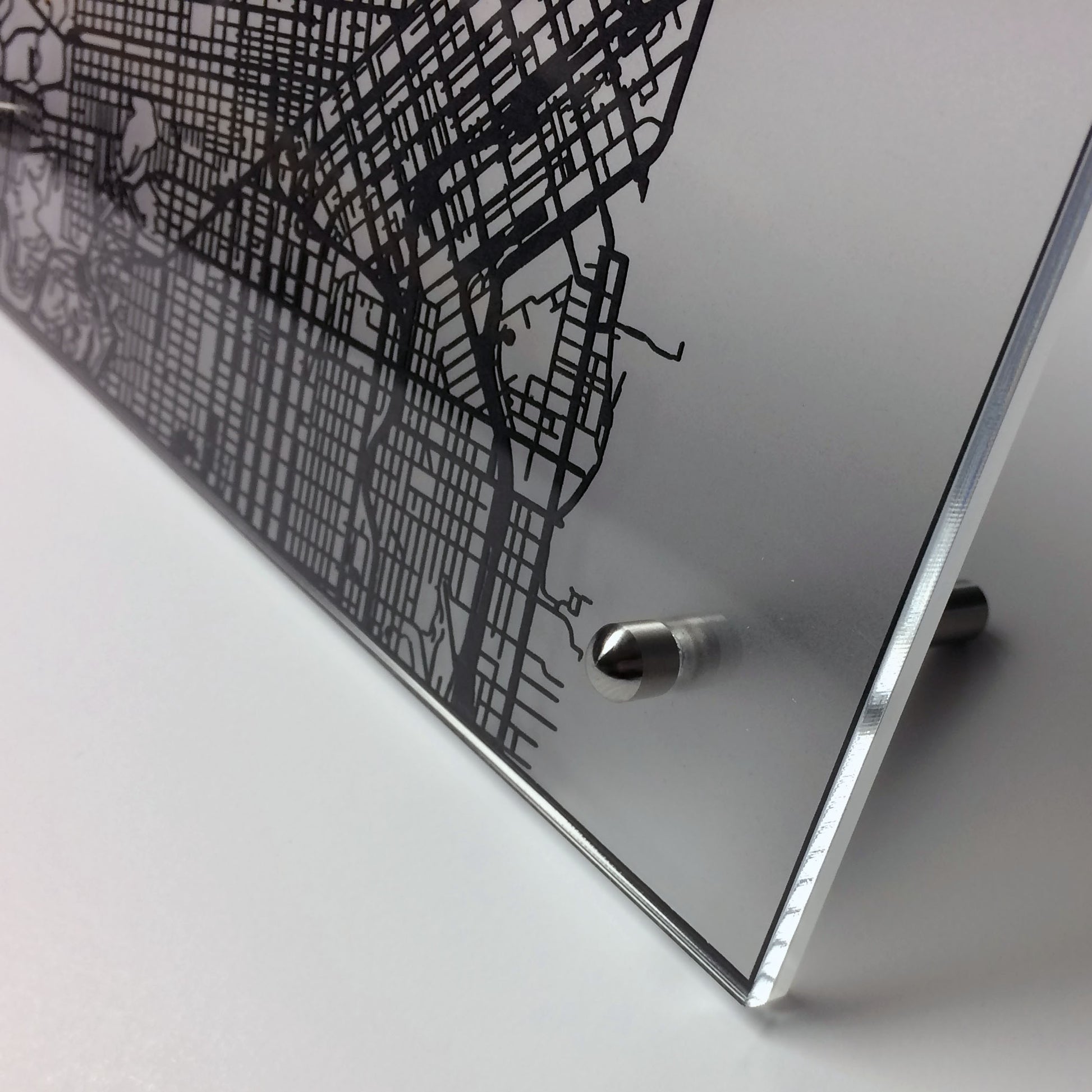 San Francisco CA laser cut desk map - CarbonLight