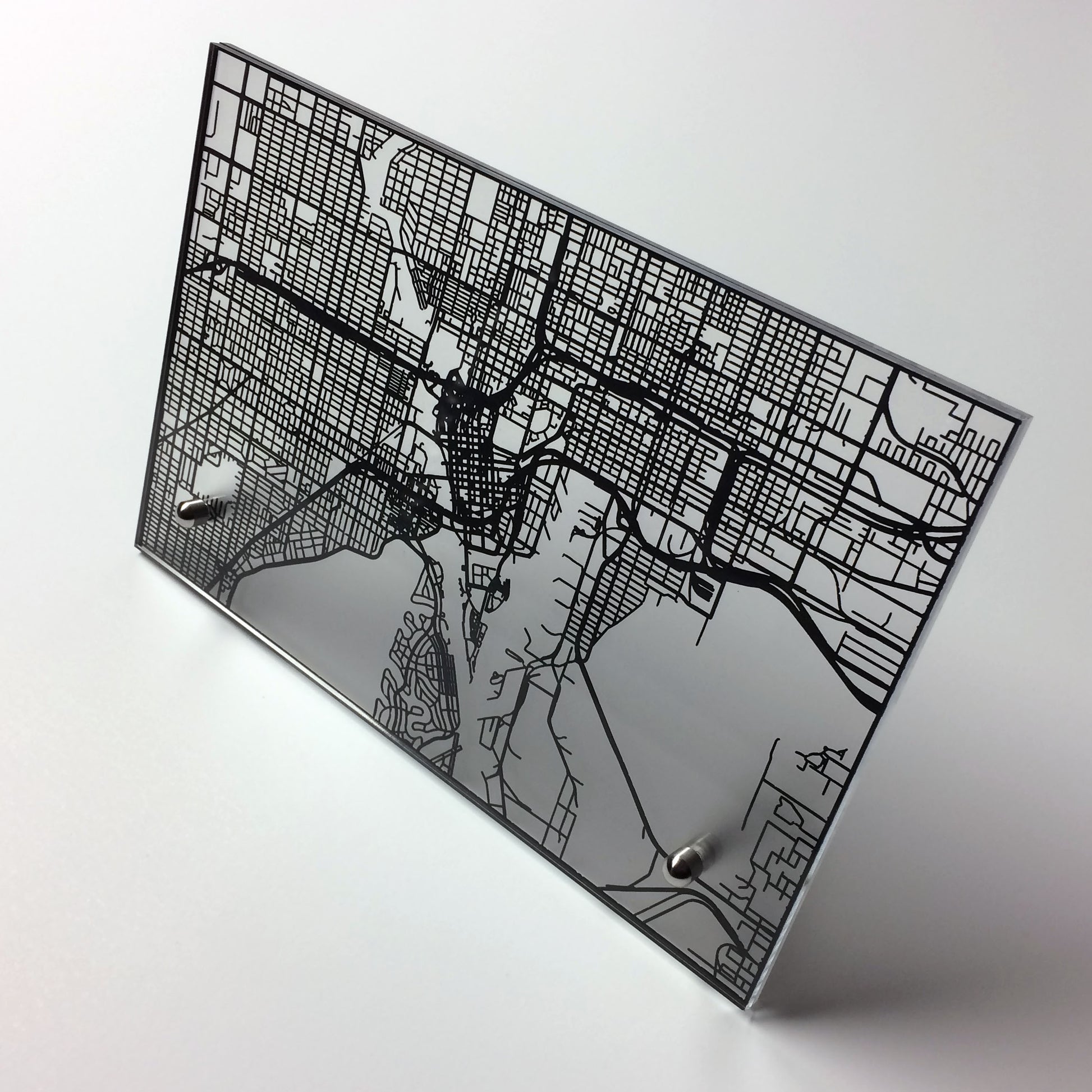 Tampa FL laser cut desk map - CarbonLight