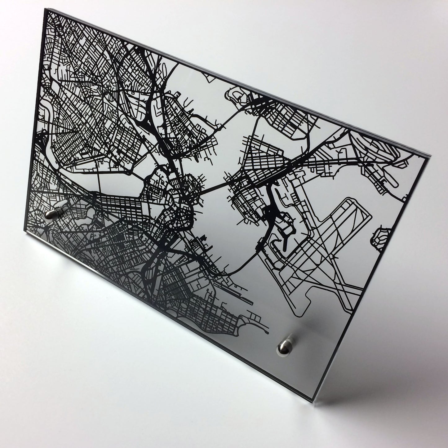 Boston laser cut desk map - CarbonLight
