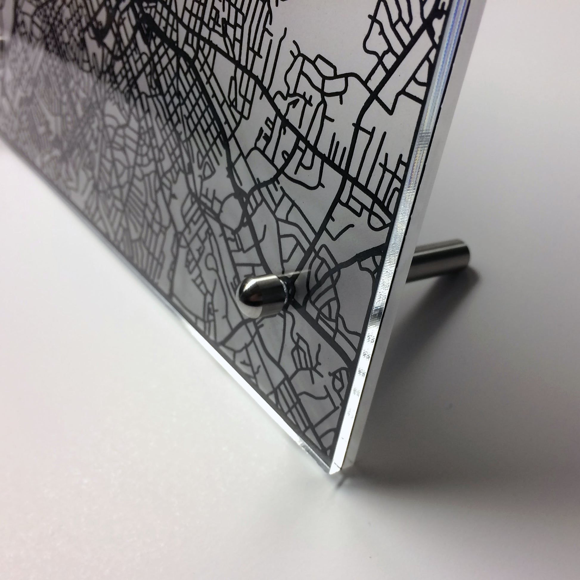 Charlotte NC laser cut desk map - CarbonLight