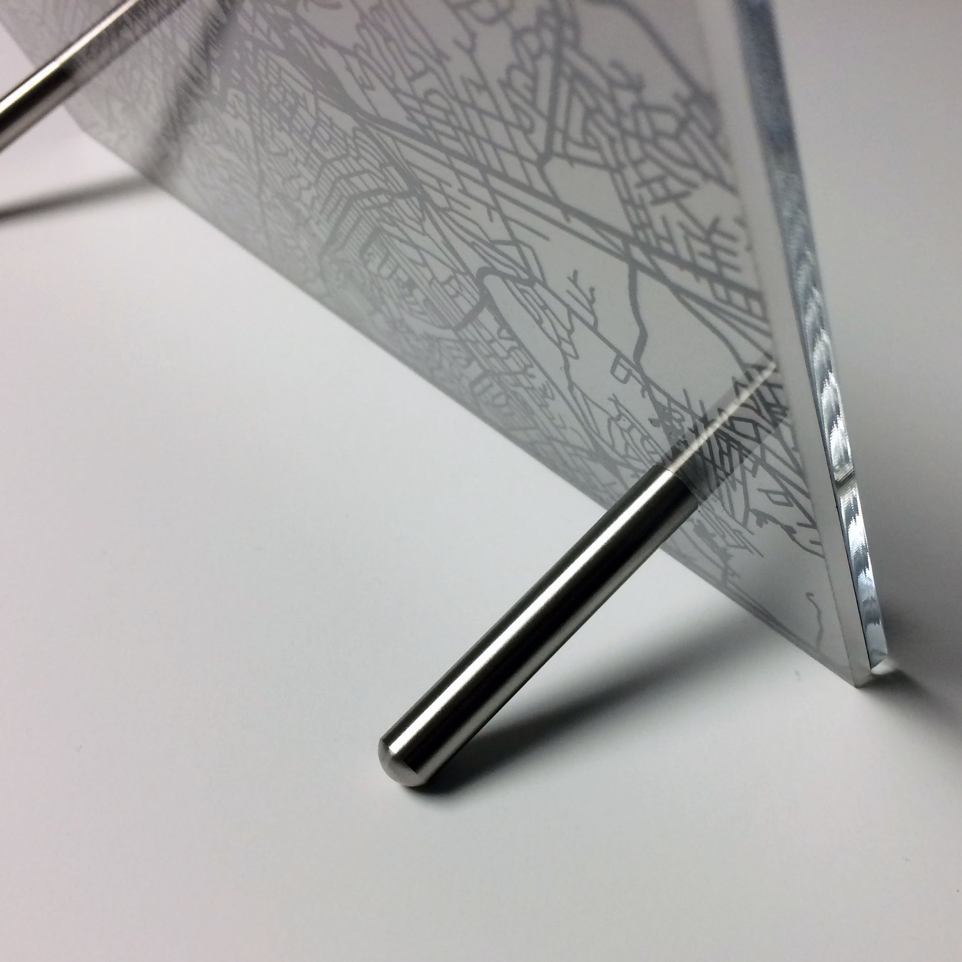 Charlotte NC laser cut desk map - CarbonLight