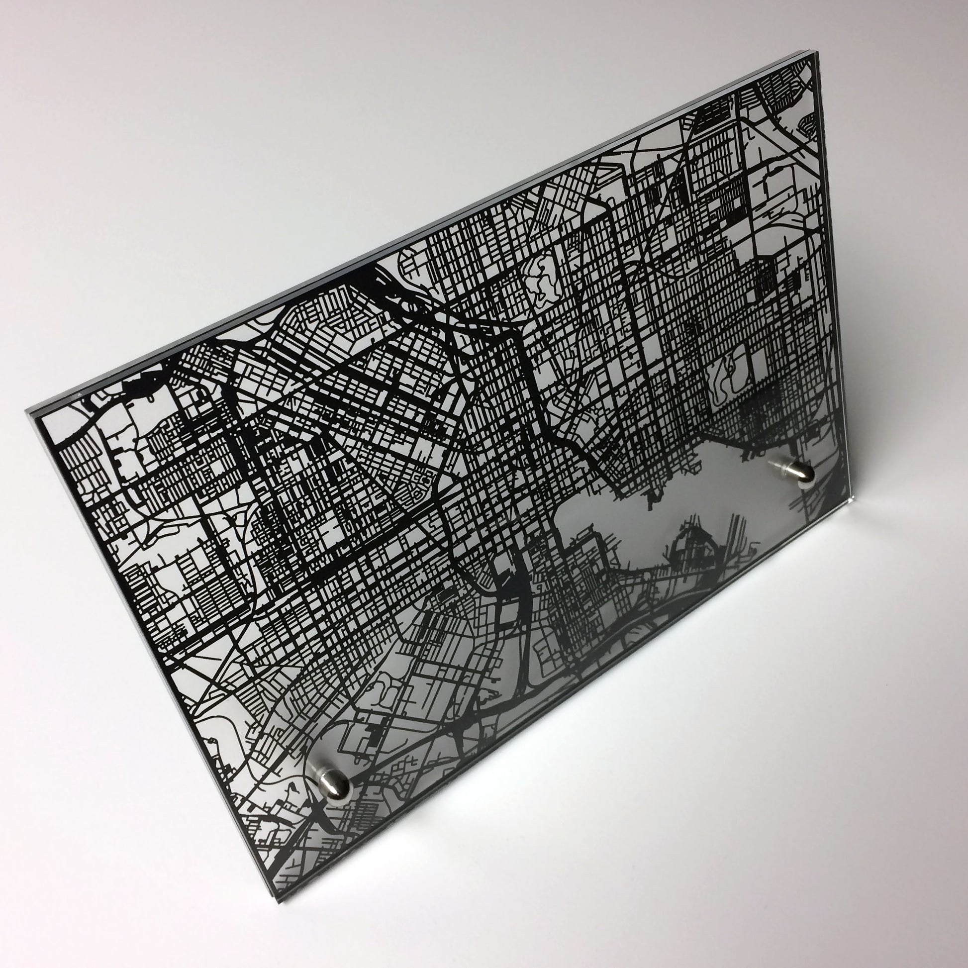 Baltimore laser cut desk map - CarbonLight