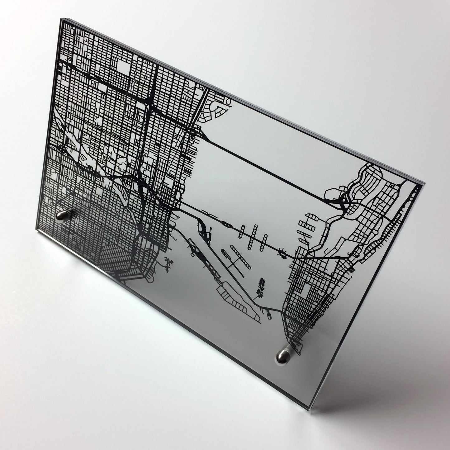 Miami FL laser cut desk map - CarbonLight